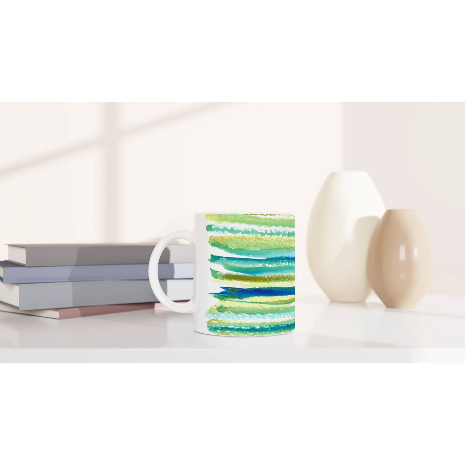 Mug en céramique blanche 325 ml Trame – Élégance, sécurité et durabilité - Laure Leprince - Artiste Peintre