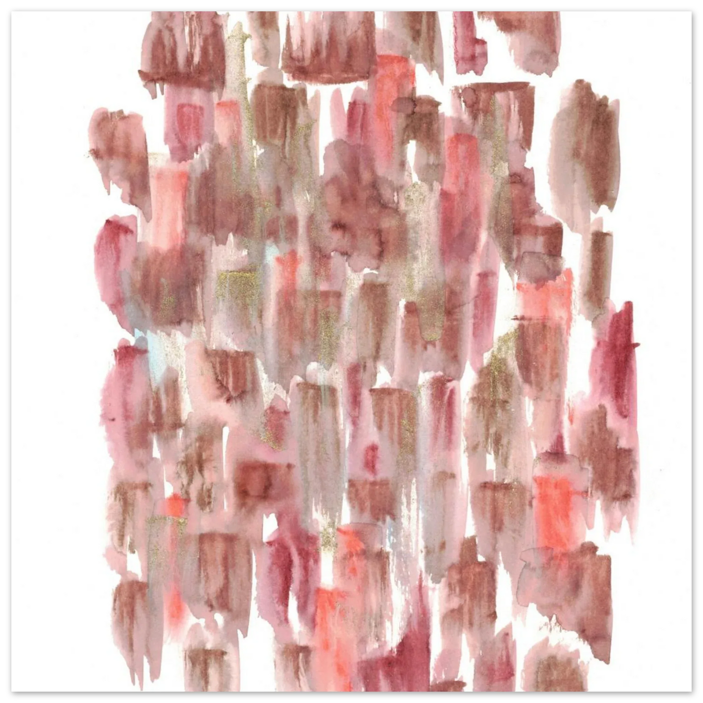 Abstract Watercolor Brushstrokes Matte Poster - Earthy Hues & Gold Flecks - Laure Leprince - Artiste Peintre