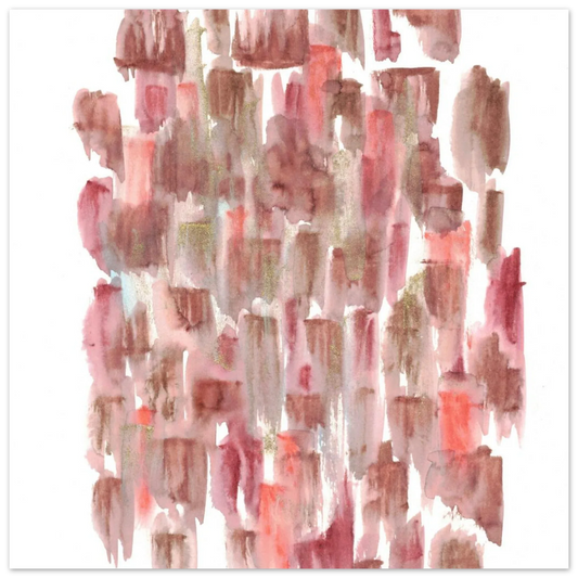 Abstract Watercolor Brushstrokes Matte Poster - Earthy Hues & Gold Flecks - Laure Leprince - Artiste Peintre