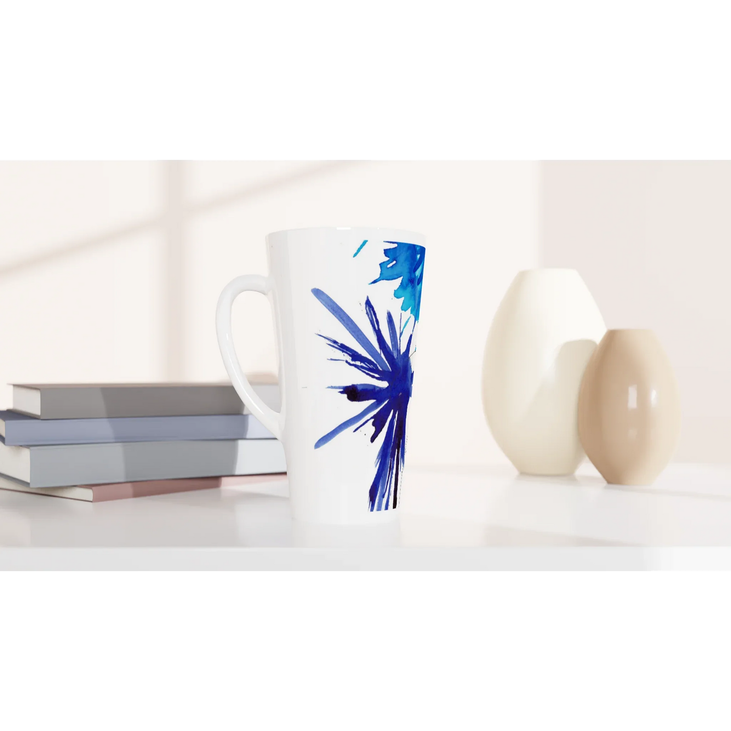 Mug à Latte en Céramique Blanche 500 ml boreales – Élégant, durable et brillant - Laure Leprince - Artiste Peintre