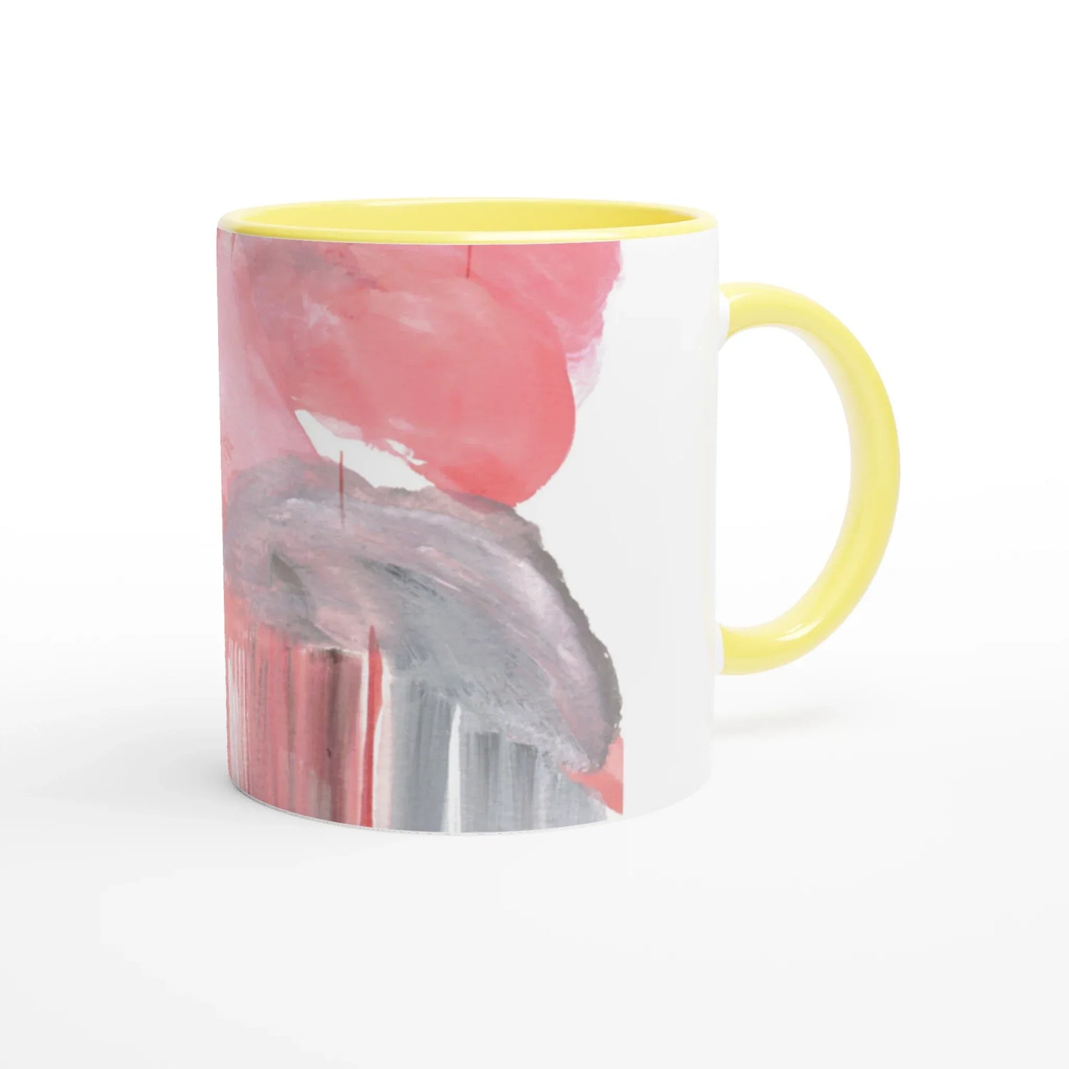 White 11oz Ceramic Mug with Color Inside Blush Cascade - Laure Leprince - Artiste Peintre
