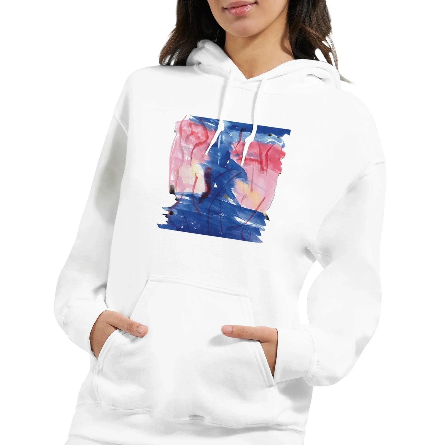 Sweat à capuche unisexe artistique Structure Carmine| Gildan® 18500 White - Laure Leprince - Artiste Peintre