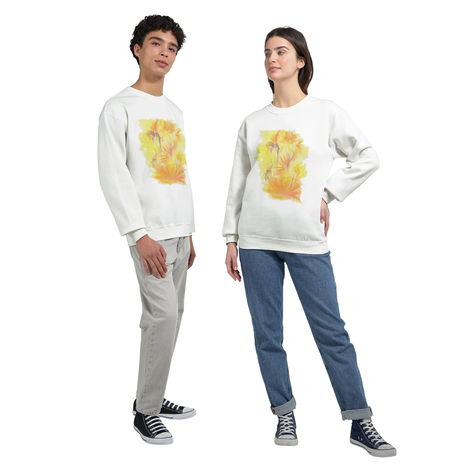 Sweatshirt Unisexe Classique Sun Whisper – Impression Artistique Multicolore - Laure Leprince - Artiste Peintre