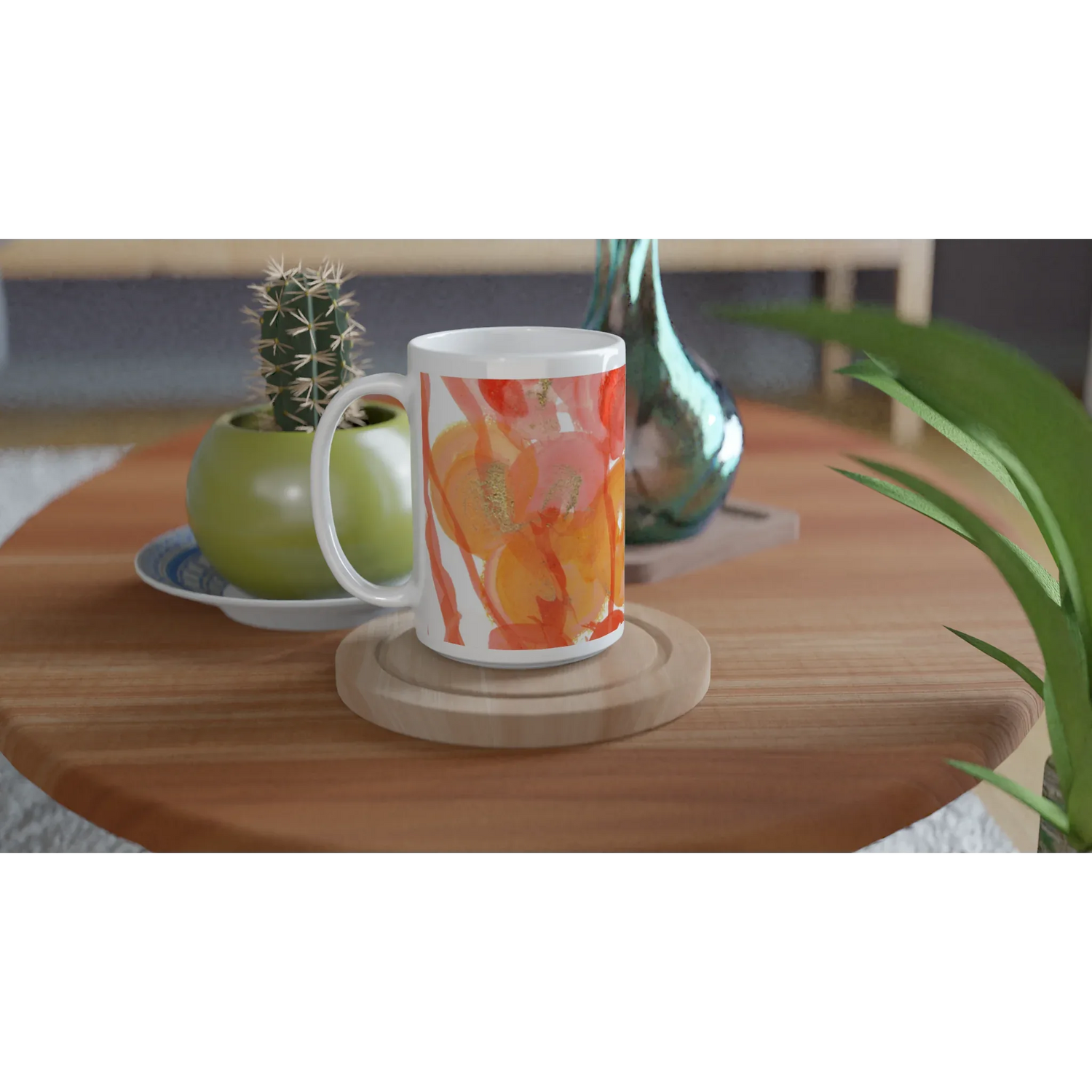Mug en céramique blanche 44 cl Sunrice Floral – Grand format, design et qualité durable - Laure Leprince - Artiste Peintre