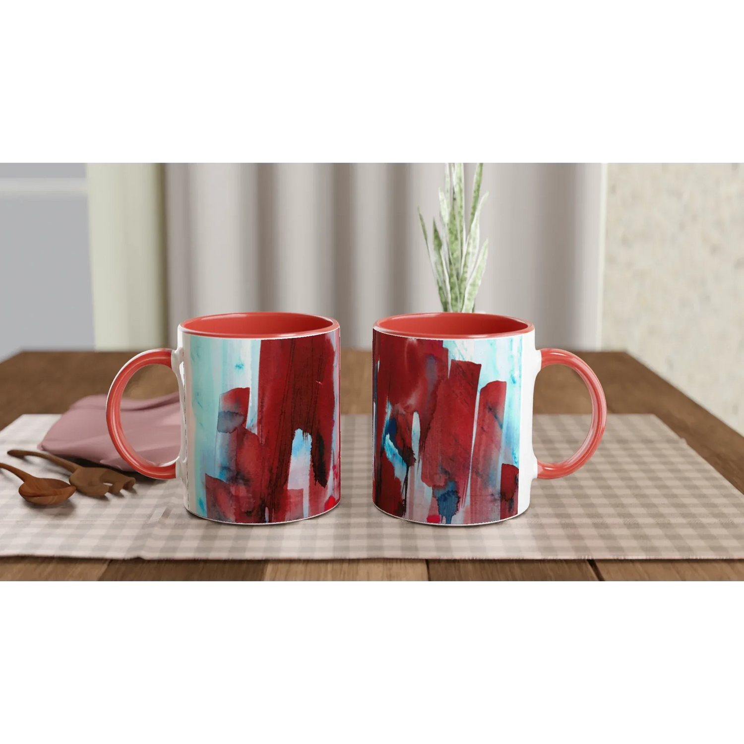 Mug Céramique Blanc 325ml Intérieur Coloré - Crimson Tower Personnalisable - Laure Leprince - Artiste Peintre