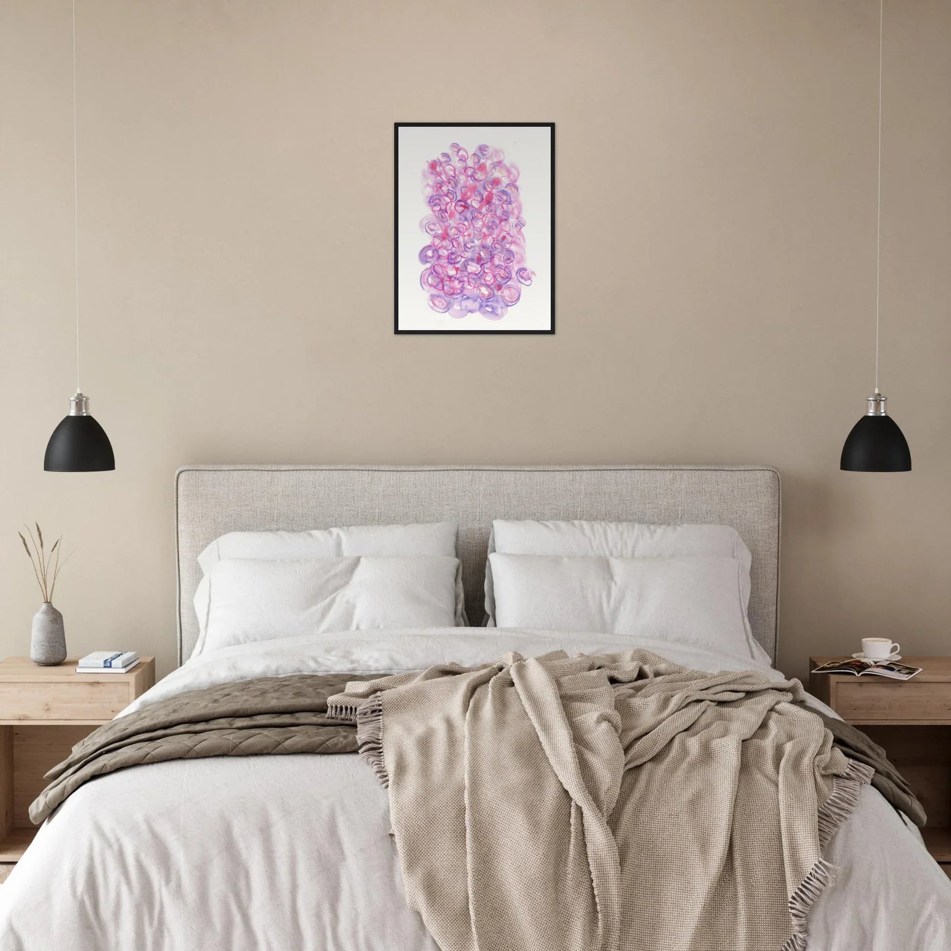 Affiche Encadrée Museum-Quality Matte Paper Wooden Framed Floraison Intime - Laure Leprince - Artiste Peintre