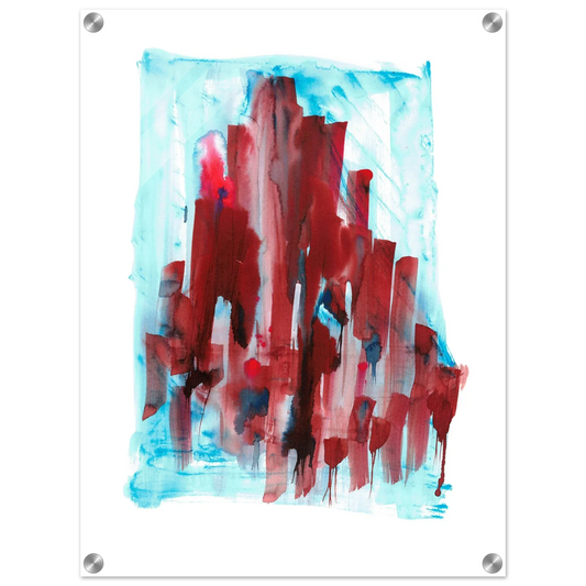 Impression sur acrylique brillante Crimson Tower| Art contemporain par Laure Leprince - Laure Leprince - Artiste Peintre