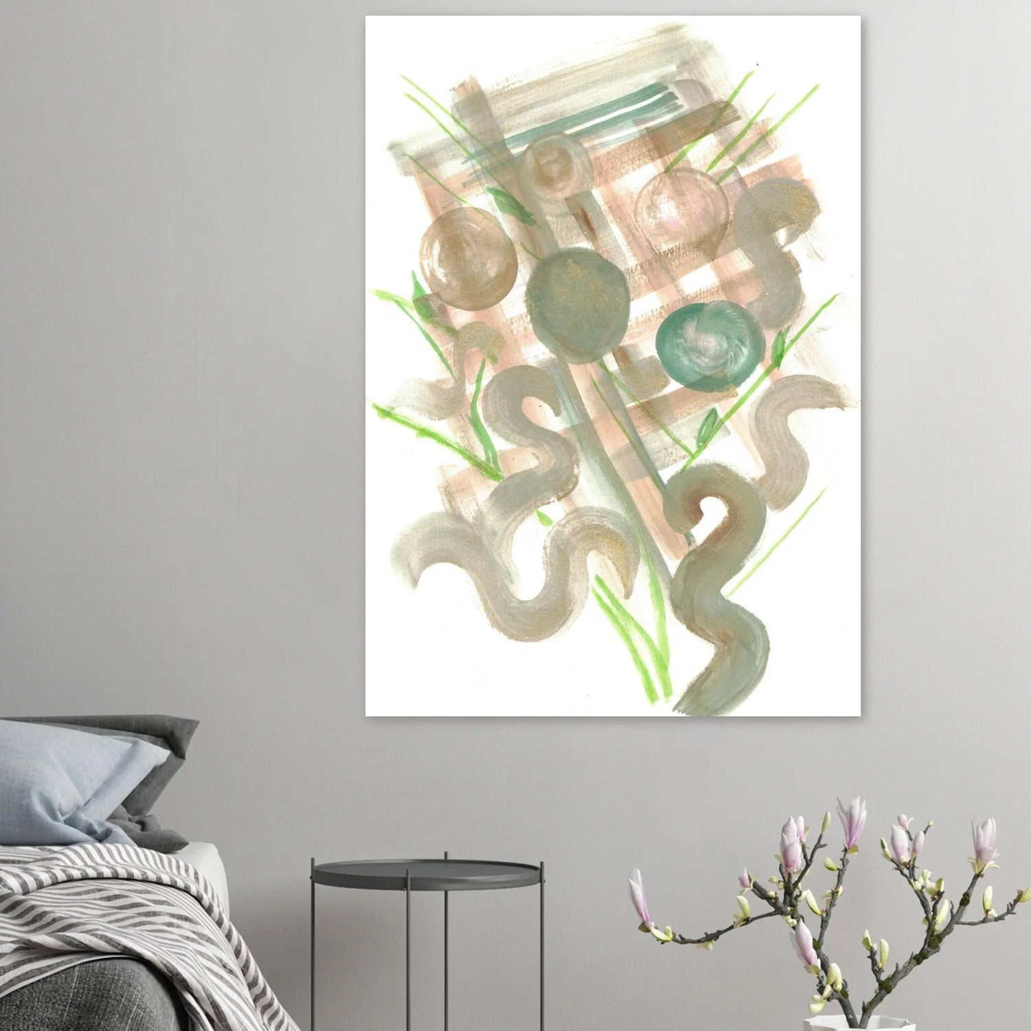 Abstract Earth Tones & Green Strokes Art Print – Premium Matte Paper Poster RDJ3-1 - Laure Leprince - Artiste Peintre