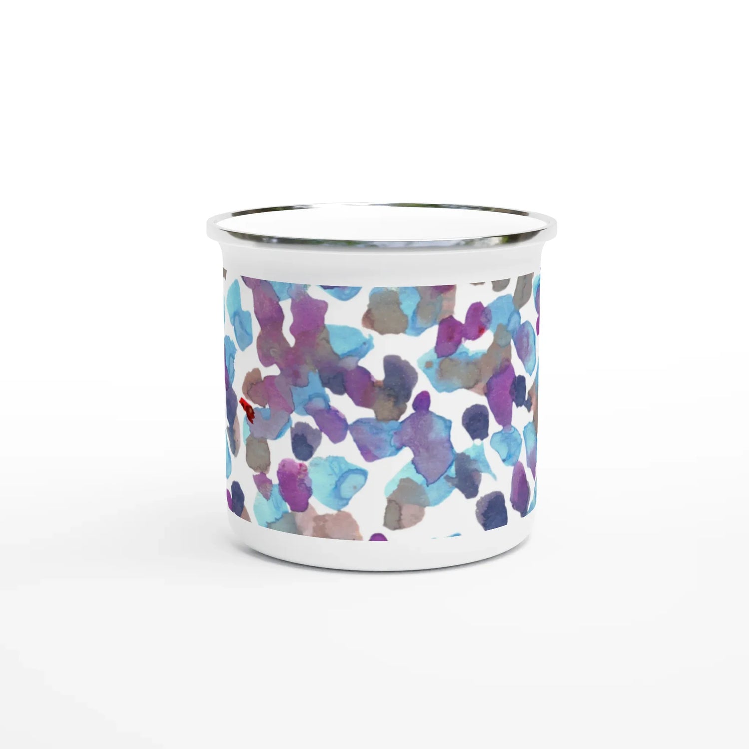 Mug en émail blanc 35 cl Fragments indigo – Léger, vintage et résistant - Laure Leprince - Artiste Peintre