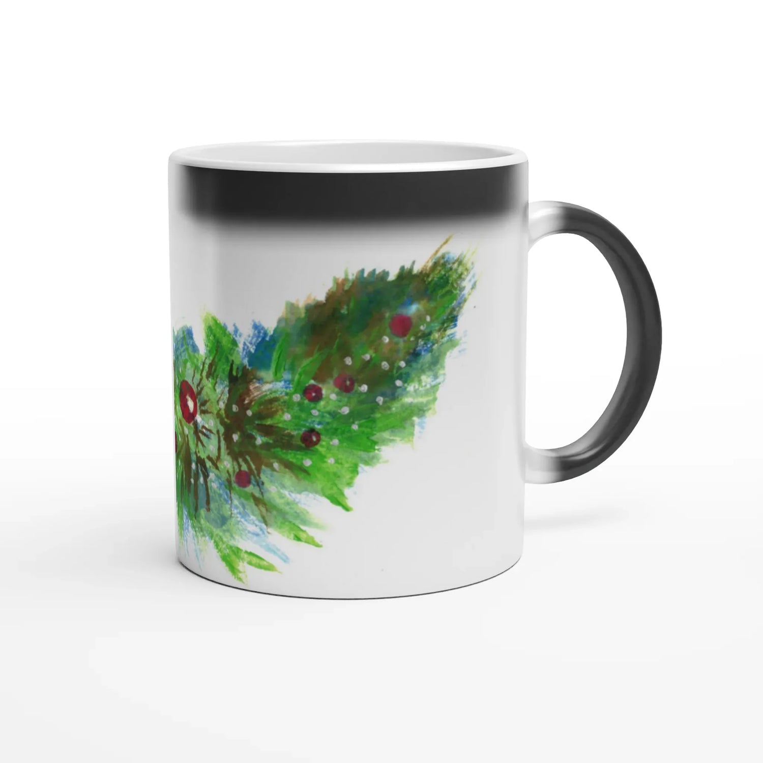 Mug magique en céramique 325 ml Guirlande verte – Révèlez votre motif à la chaleur - Laure Leprince - Artiste Peintre