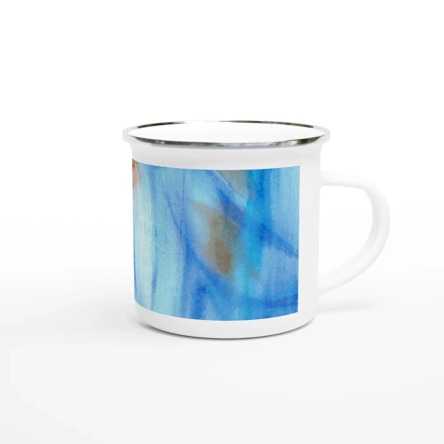 Mug en émail blanc 35 cl City Blue Sprouts – Léger, vintage et résistant - Laure Leprince - Artiste Peintre