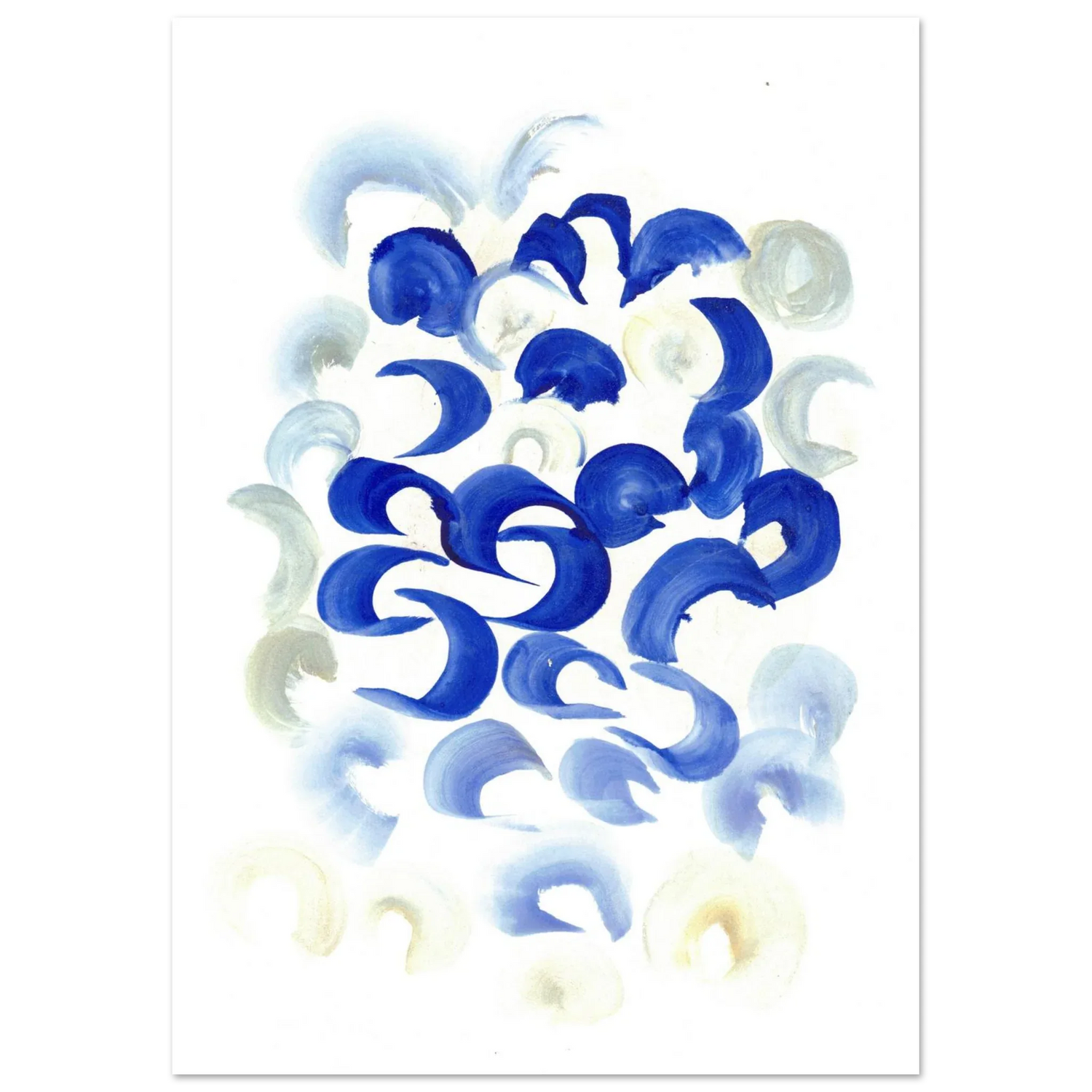 Abstract Swirls in Serene Blue & Beige Premium Matte Paper Poster - Laure Leprince - Artiste Peintre