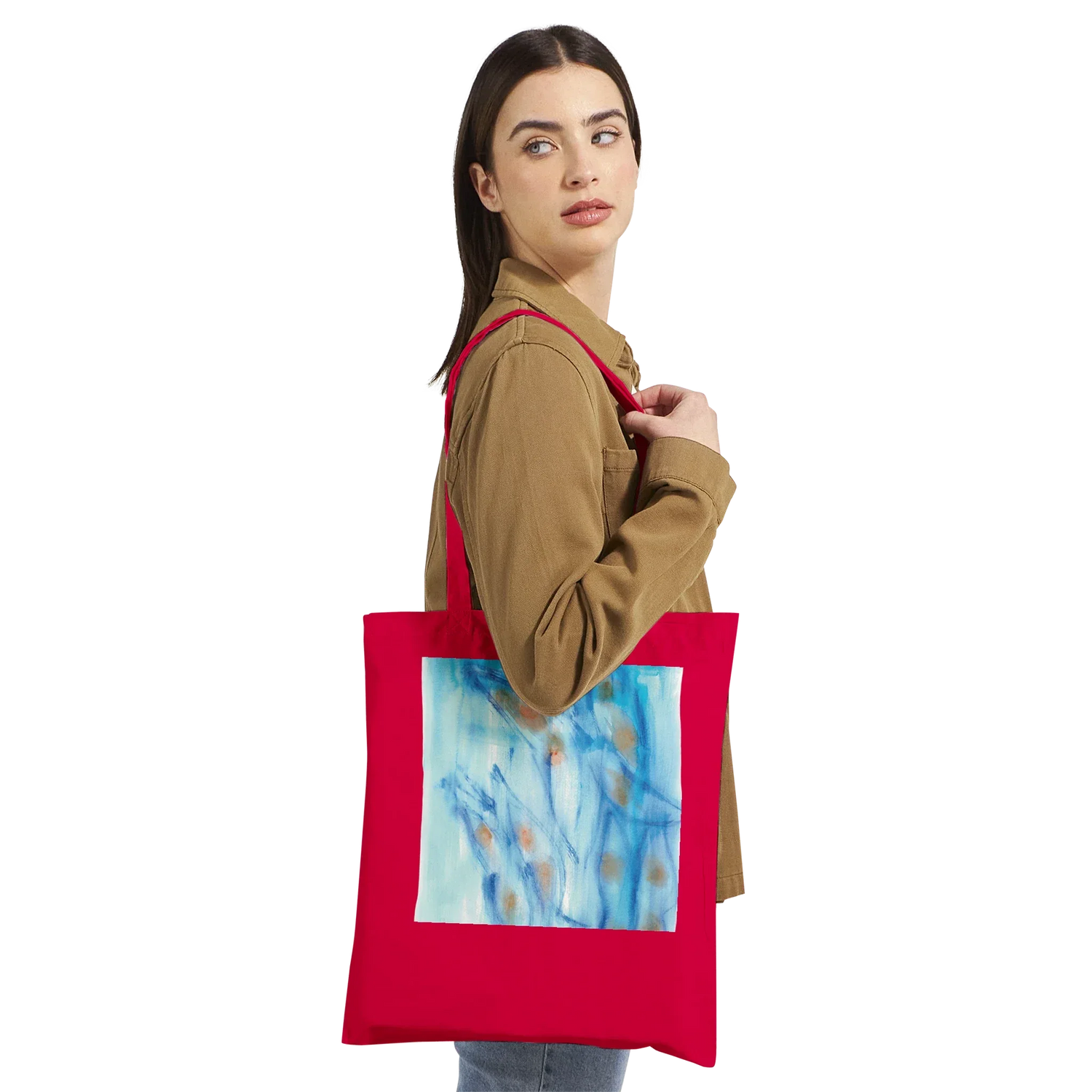 Premium Cotton Tote Bag - Wearable Art Blue Sprouts - Laure Leprince - Artiste Peintre