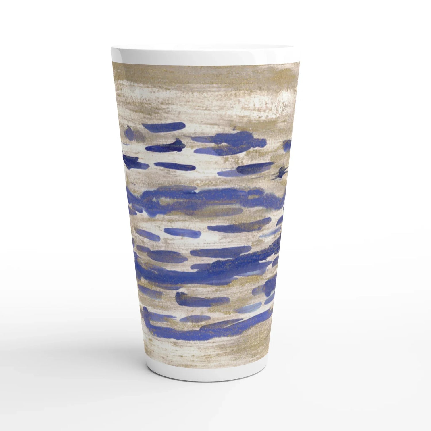 Mug à Latte en Céramique Blanche 500 ml Golden Drip – Élégant, durable et brillant - Laure Leprince - Artiste Peintre