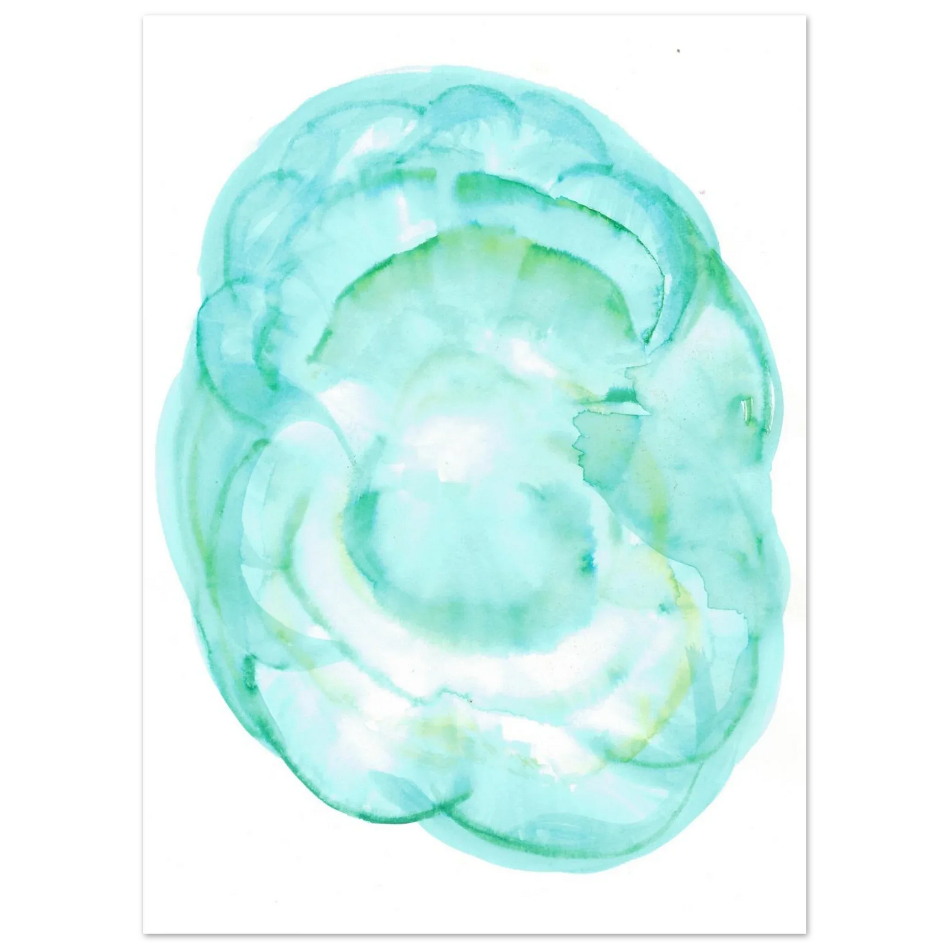 Oceanic Dream Premium Matte Poster - Serene Teal & Green Abstract Watercolor Art - Laure Leprince - Artiste Peintre