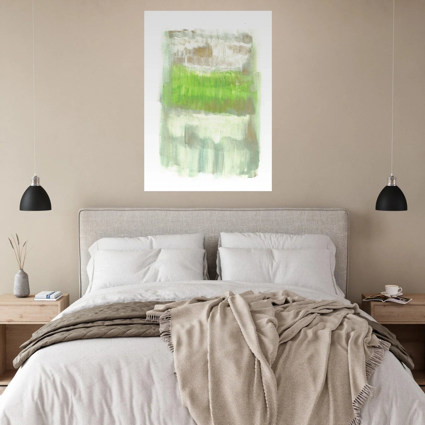 Abstract Spring Meadow with Gold Shimmer - Premium Matte Paper Poster RDJ3-1 - Laure Leprince - Artiste Peintre