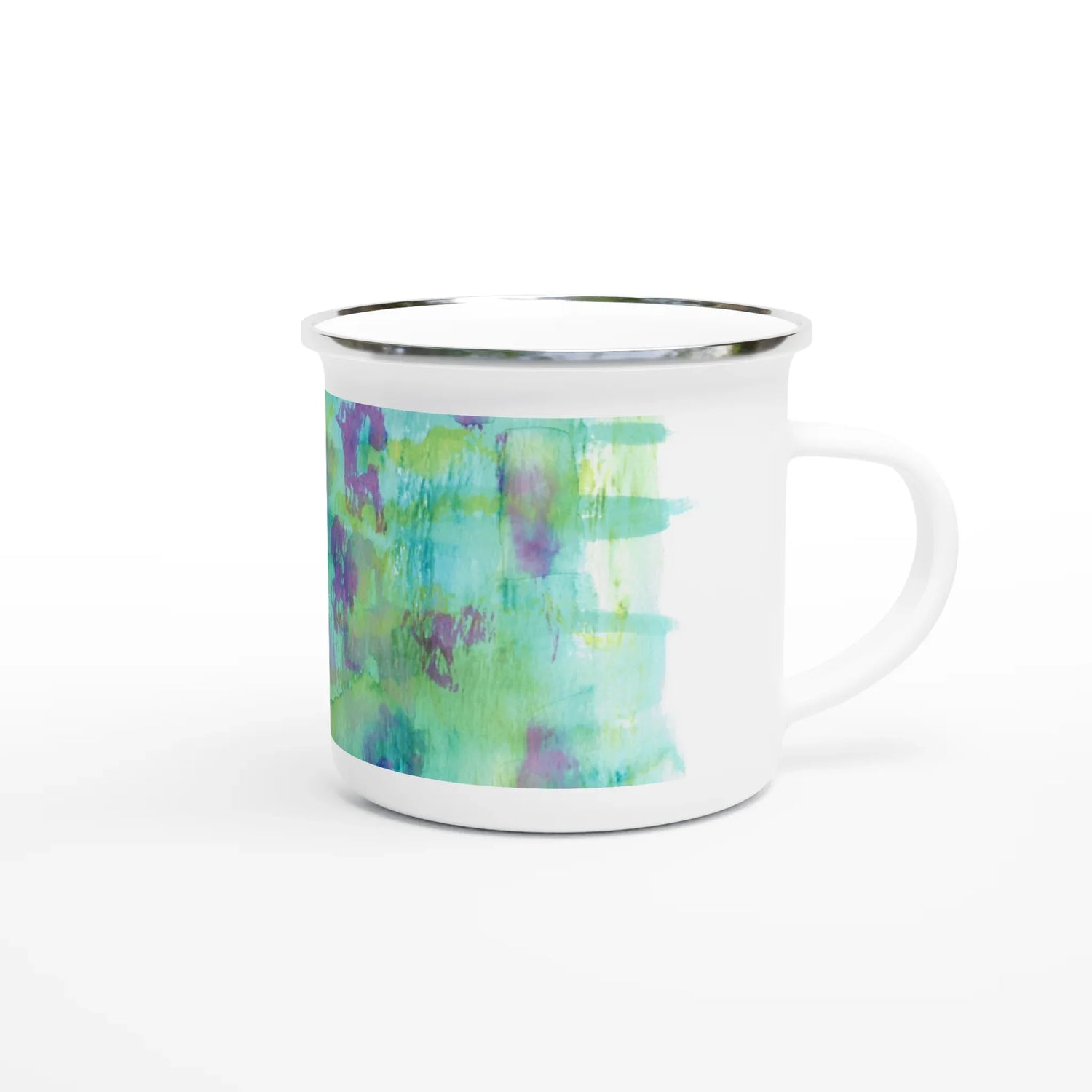 Mug en émail blanc 35 cl Eclosions Sauvages – Léger, vintage et résistant - Laure Leprince - Artiste Peintre