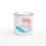 Mug en émail blanc 35 cl Aurore Pastel – Léger, vintage et résistant - Laure Leprince - Artiste Peintre