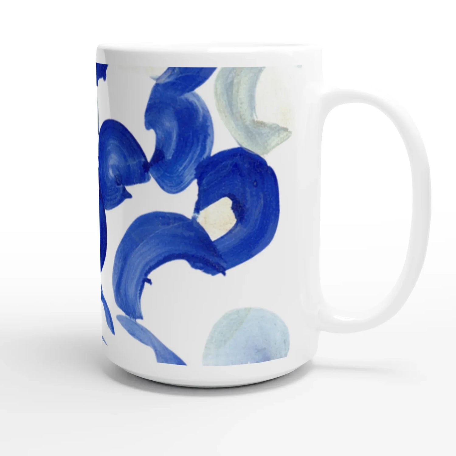 Mug en céramique blanche 44 Blue Swirls – Grand format, design et qualité durable - Laure Leprince - Artiste Peintre