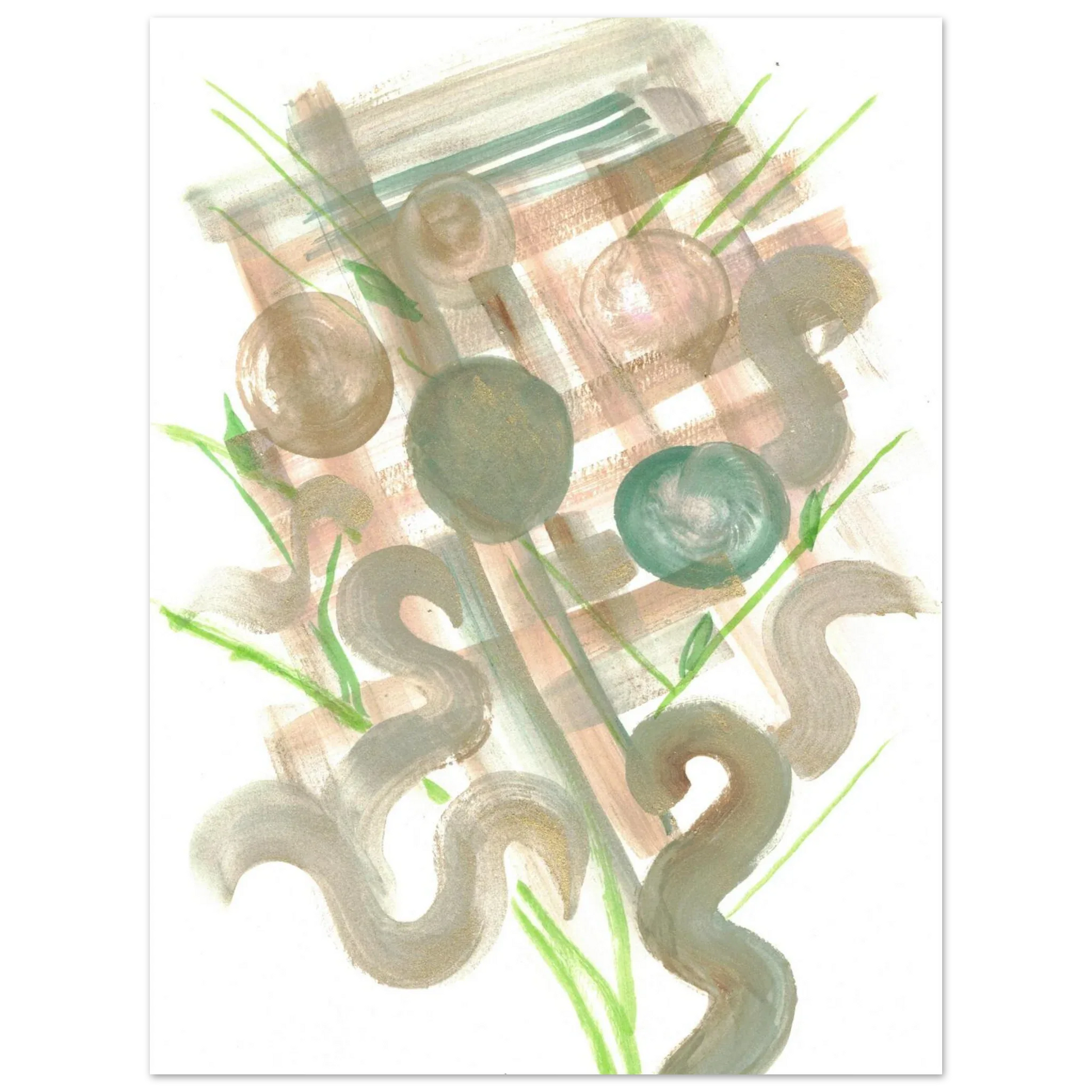 Abstract Earth Tones & Green Strokes Art Print – Premium Matte Paper Poster RDJ3-1 - Laure Leprince - Artiste Peintre