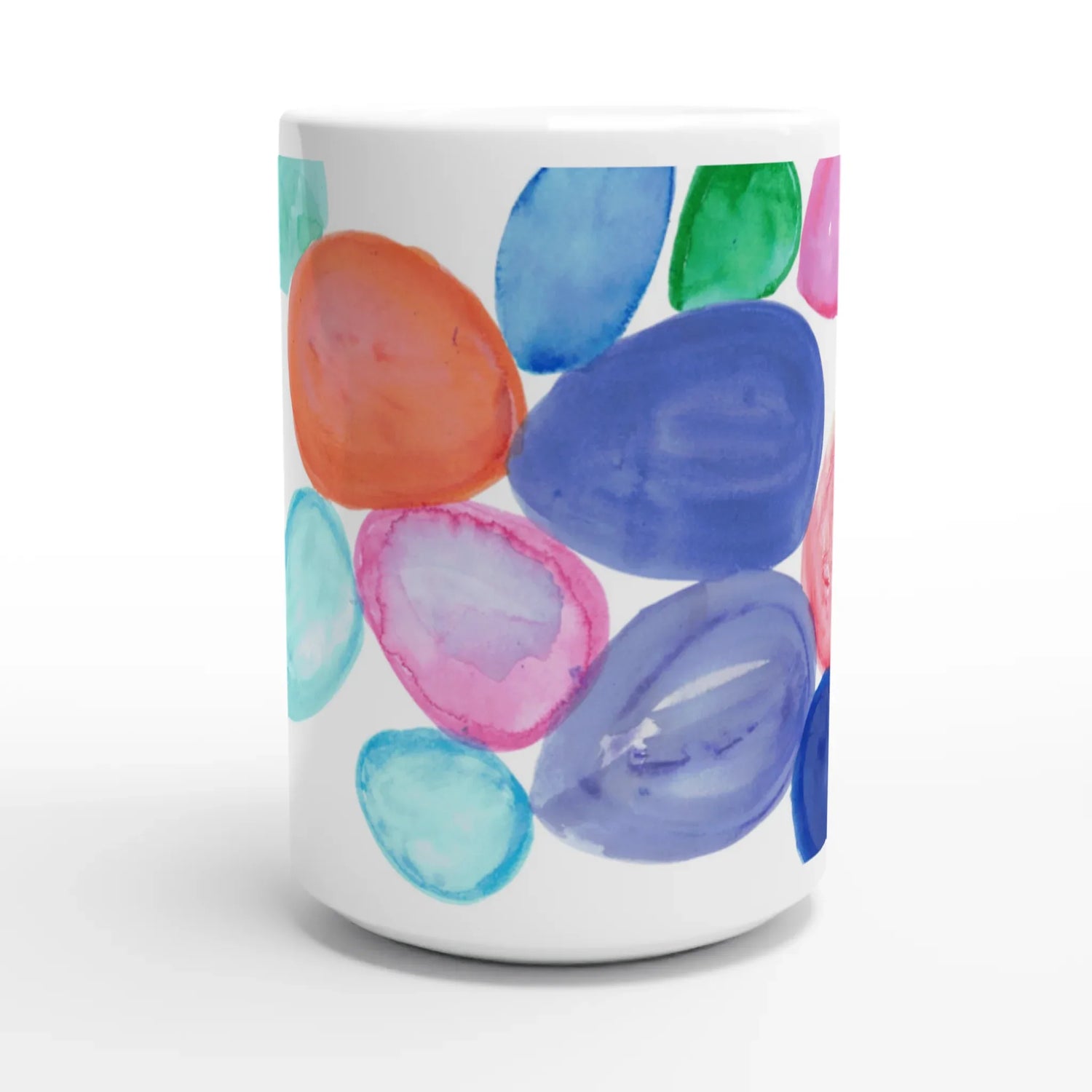 Mug en céramique blanche 44 cl Galets Chromatiques – Grand format, design et qualité durable - Laure Leprince - Artiste Peintre