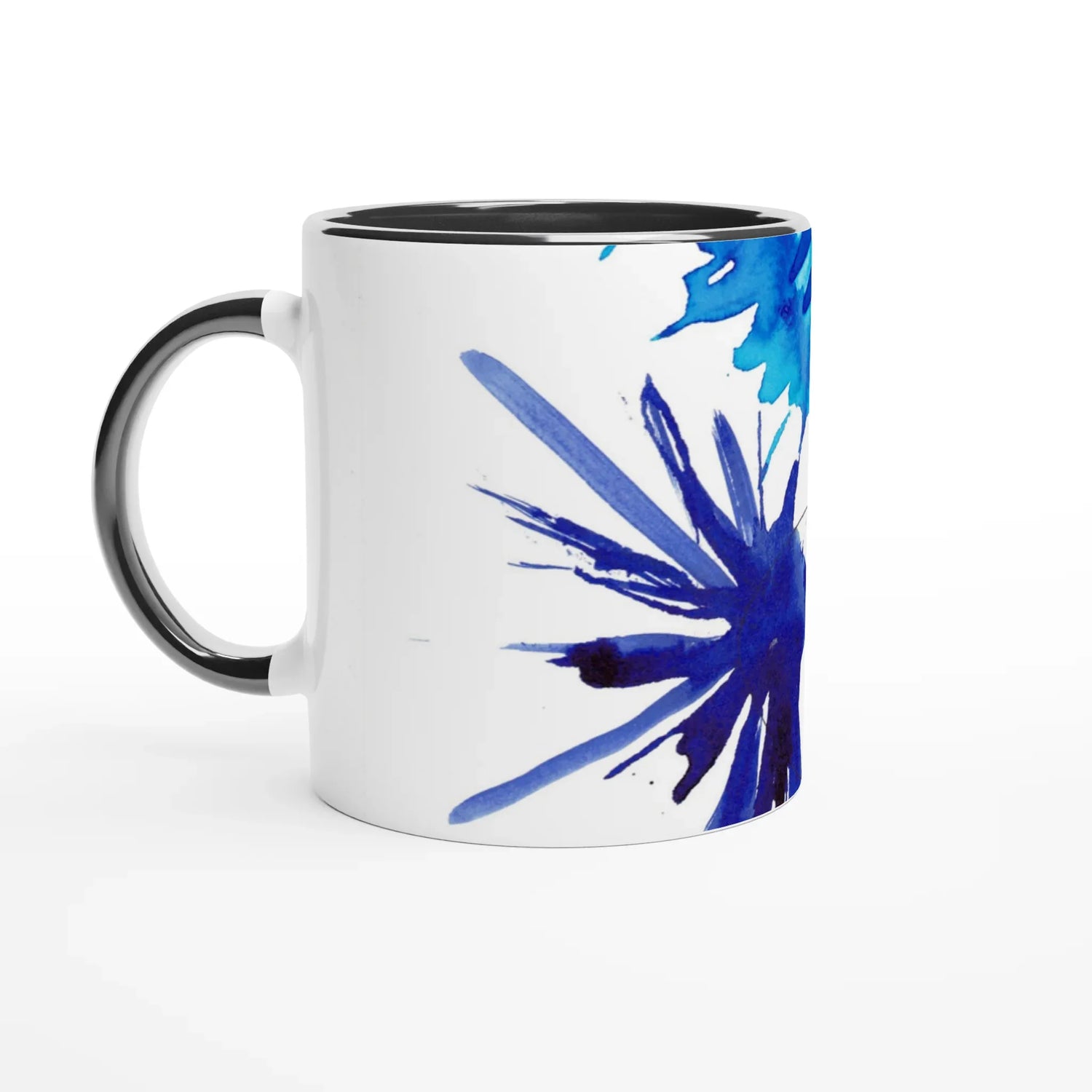 Mug en céramique 325 ml à bord coloré bleuets – Élégant et éclatant - Laure Leprince - Artiste Peintre