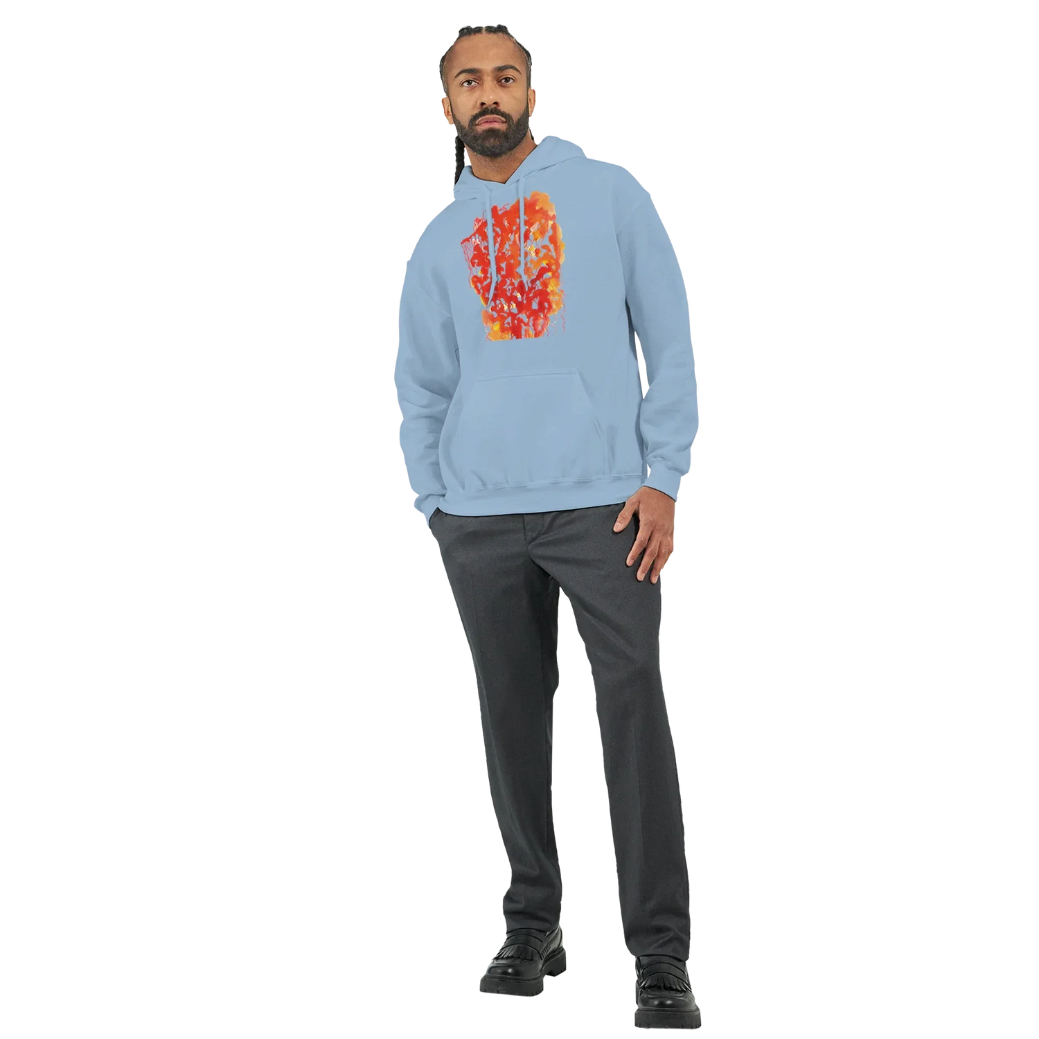 Sweat à capuche unisexe artistique Eclats Corail Gildan® 18500 White - Laure Leprince - Artiste Peintre