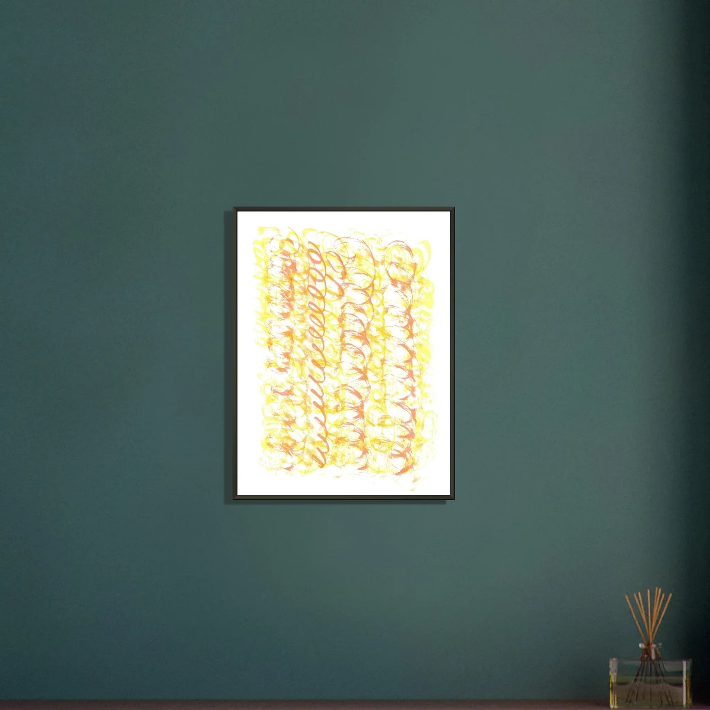 Classic Semi-Glossy Paper Metal Framed Post Yellow Waves - Laure Leprince - Artiste Peintre