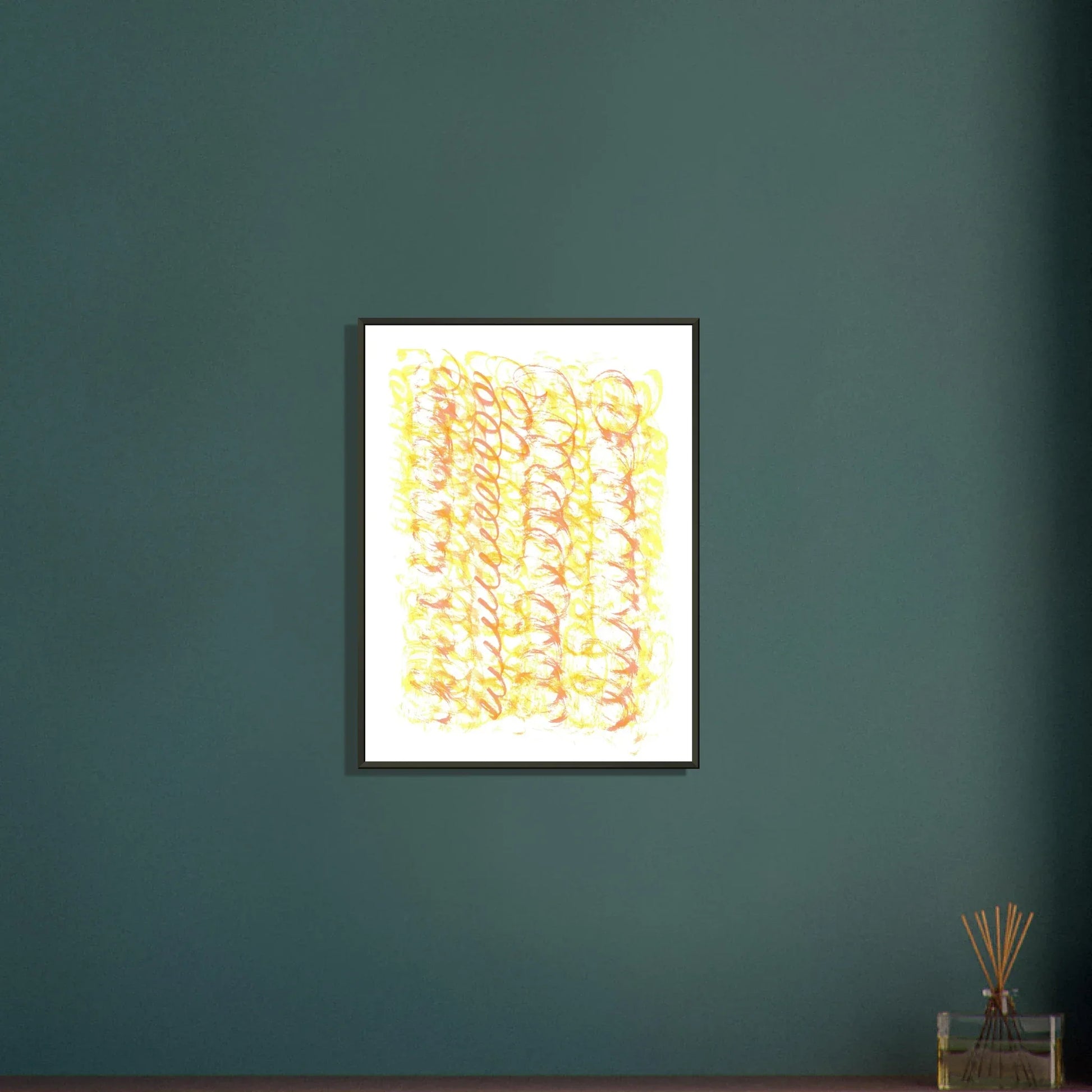 Classic Semi-Glossy Paper Metal Framed Post Yellow Waves - Laure Leprince - Artiste Peintre