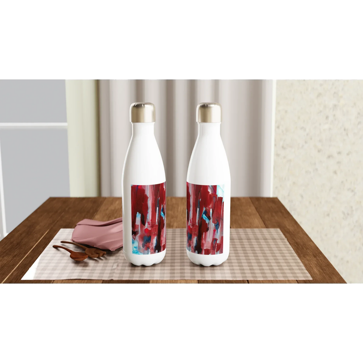 Bouteille isotherme en acier inoxydable 500 ml Crimson Tower – Design artistique exclusif - Laure Leprince - Artiste Peintre