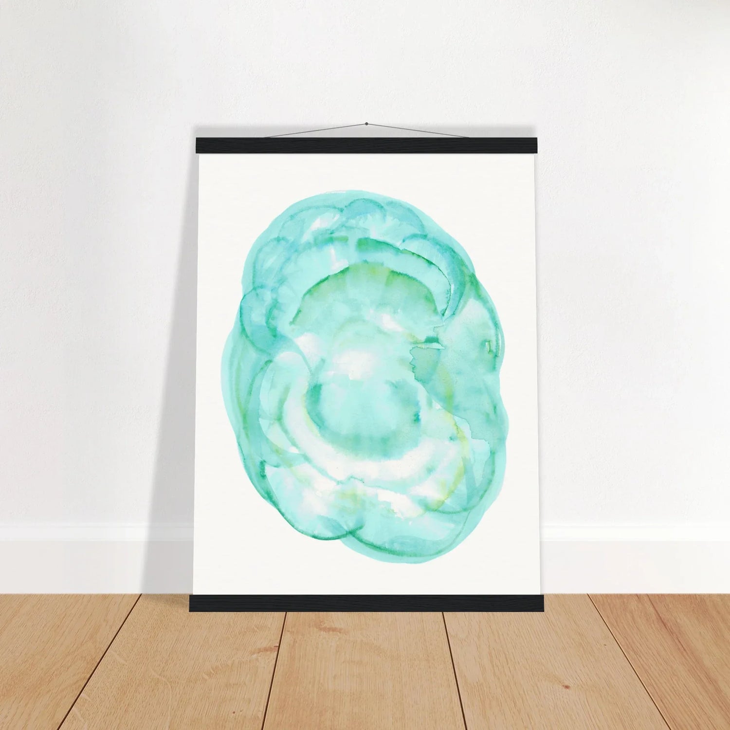 Museum-Quality Matte Paper Poster with Hanger Aqua Bloom - Laure Leprince - Artiste Peintre