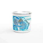 Mug en émail blanc 35 cl Ocean Bloom – Léger, vintage et résistant - Laure Leprince - Artiste Peintre