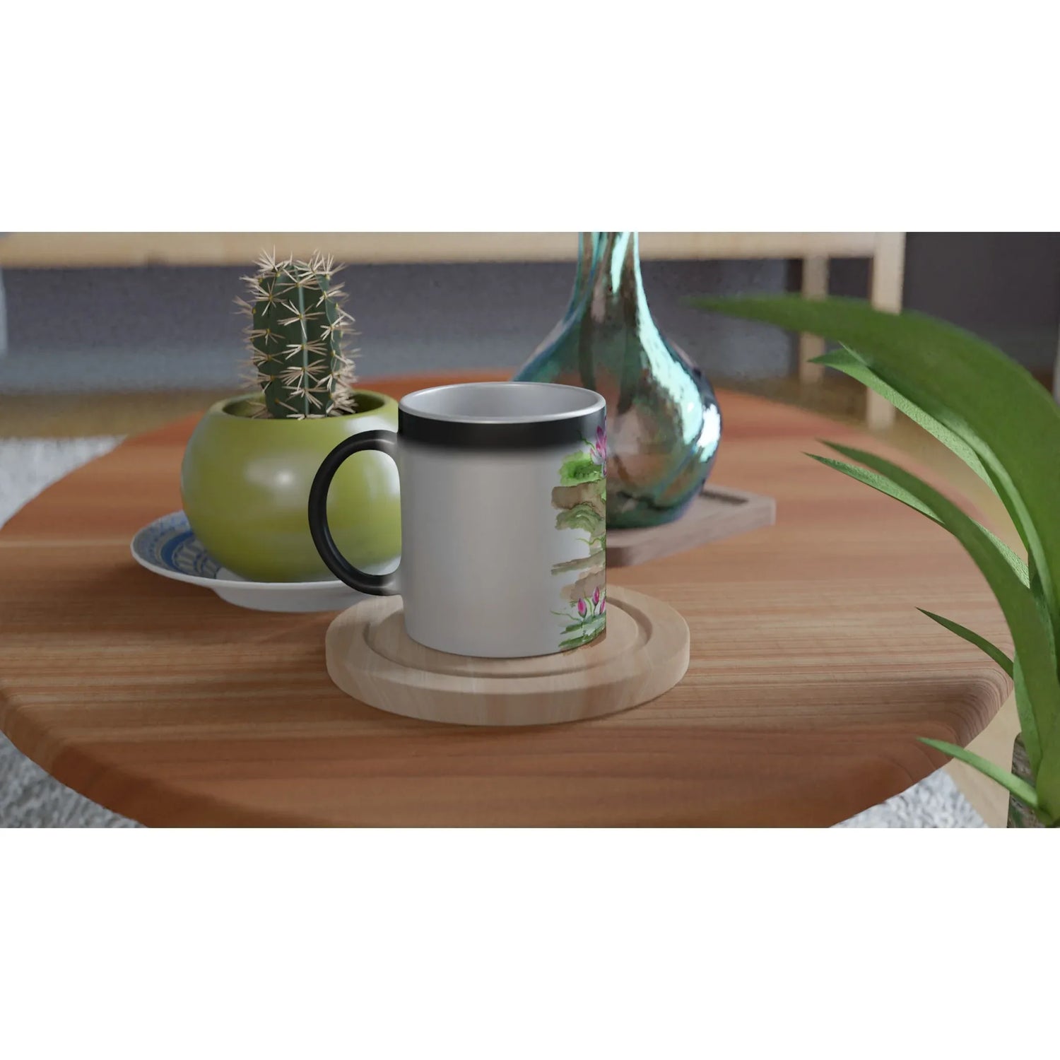 Mug magique en céramique 325 ml Terrasses de lotus – Révèlez votre motif à la chaleur - Laure Leprince - Artiste Peintre