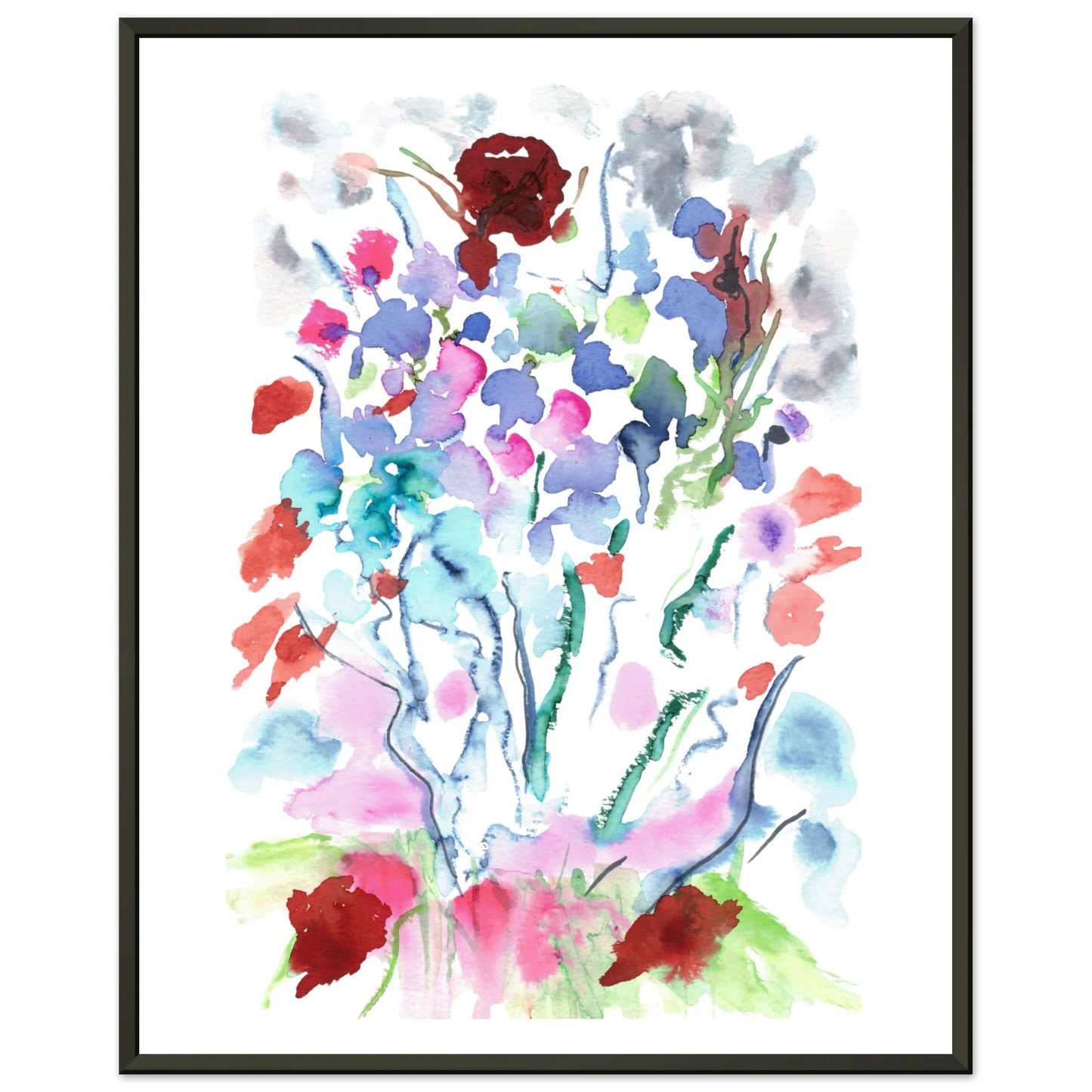 Classic Semi-Glossy Paper Metal Framed Poster Floral - Laure Leprince - Artiste Peintre