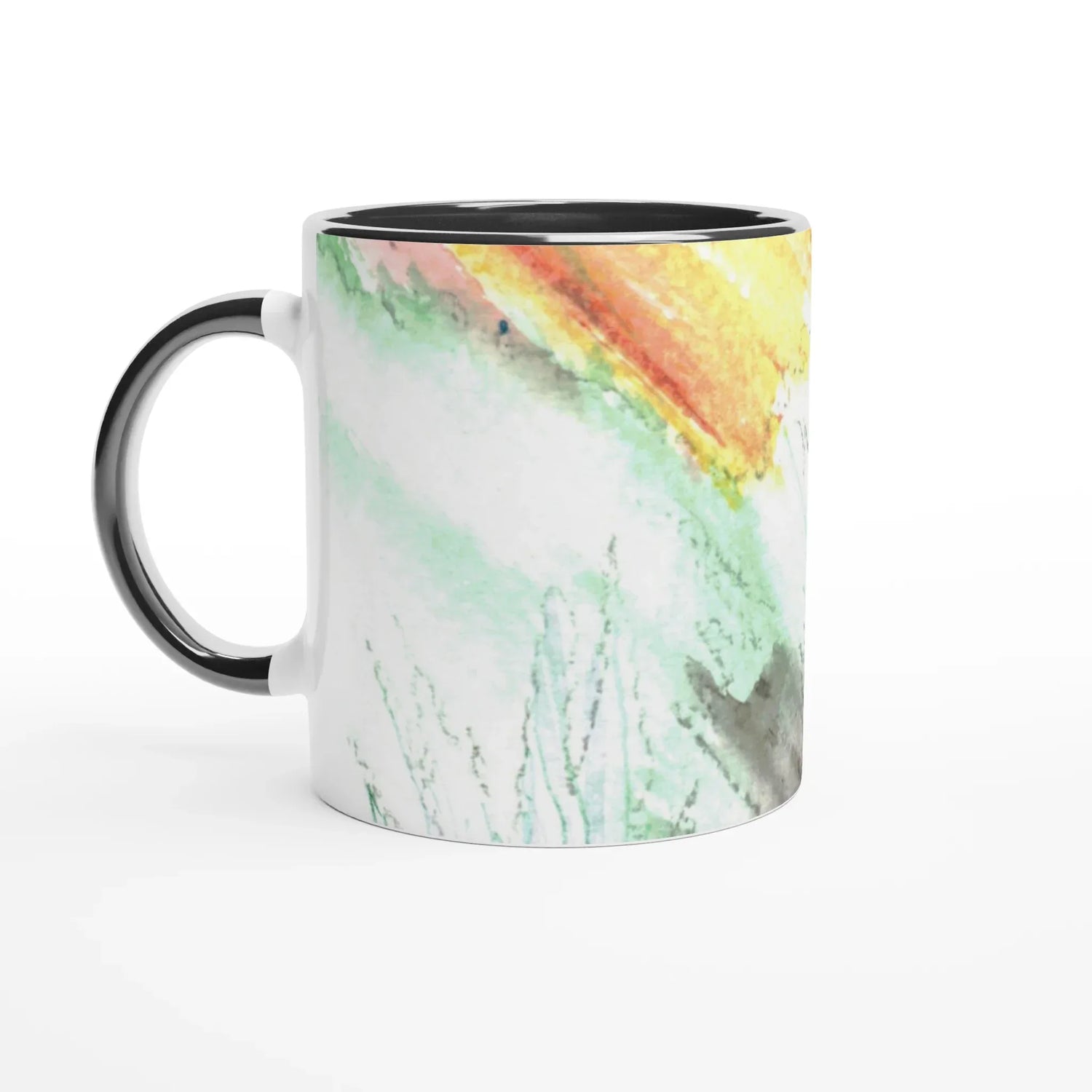 White 11oz Ceramic Mug with Color Inside Lavander Drift - Laure Leprince - Artiste Peintre