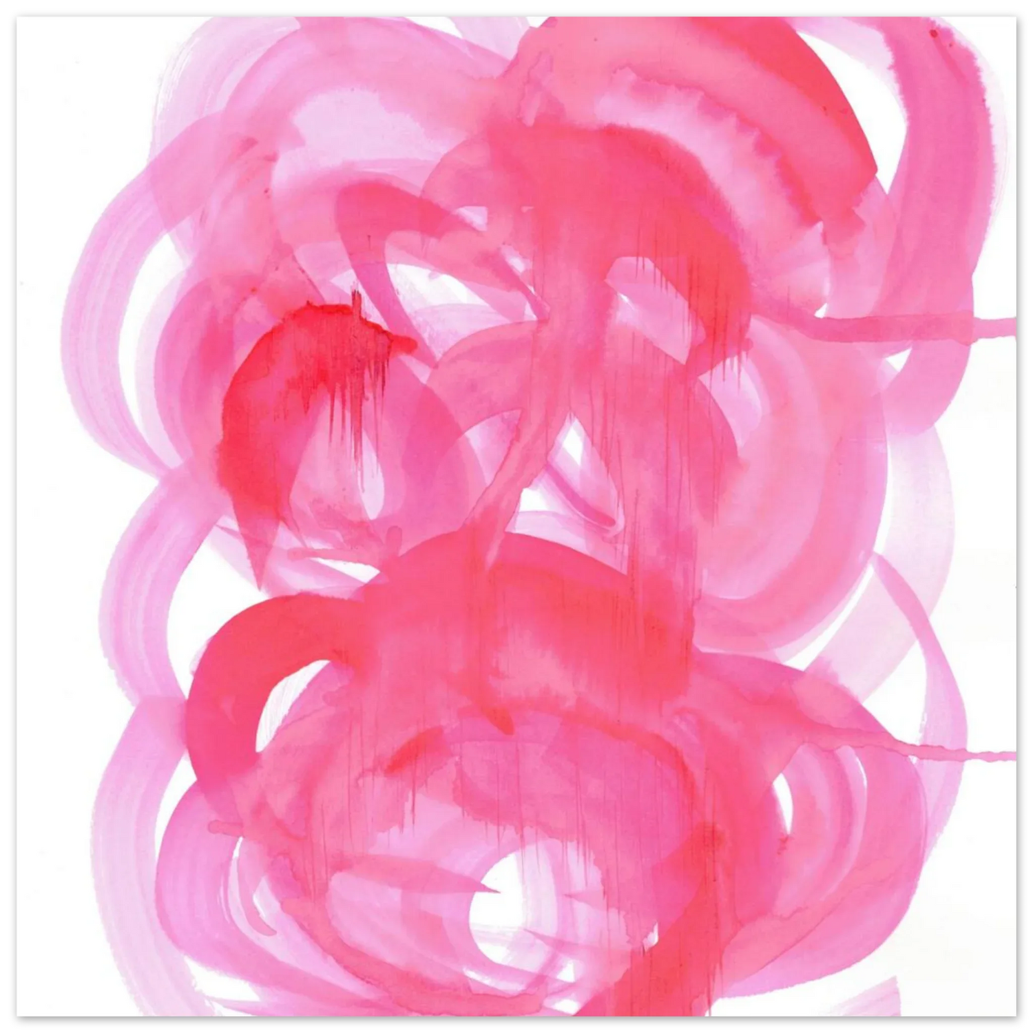 Abstract Pink Swirls Watercolor Poster - Vibrant Modern Art Print on Premium Matte Paper - Laure Leprince - Artiste Peintre