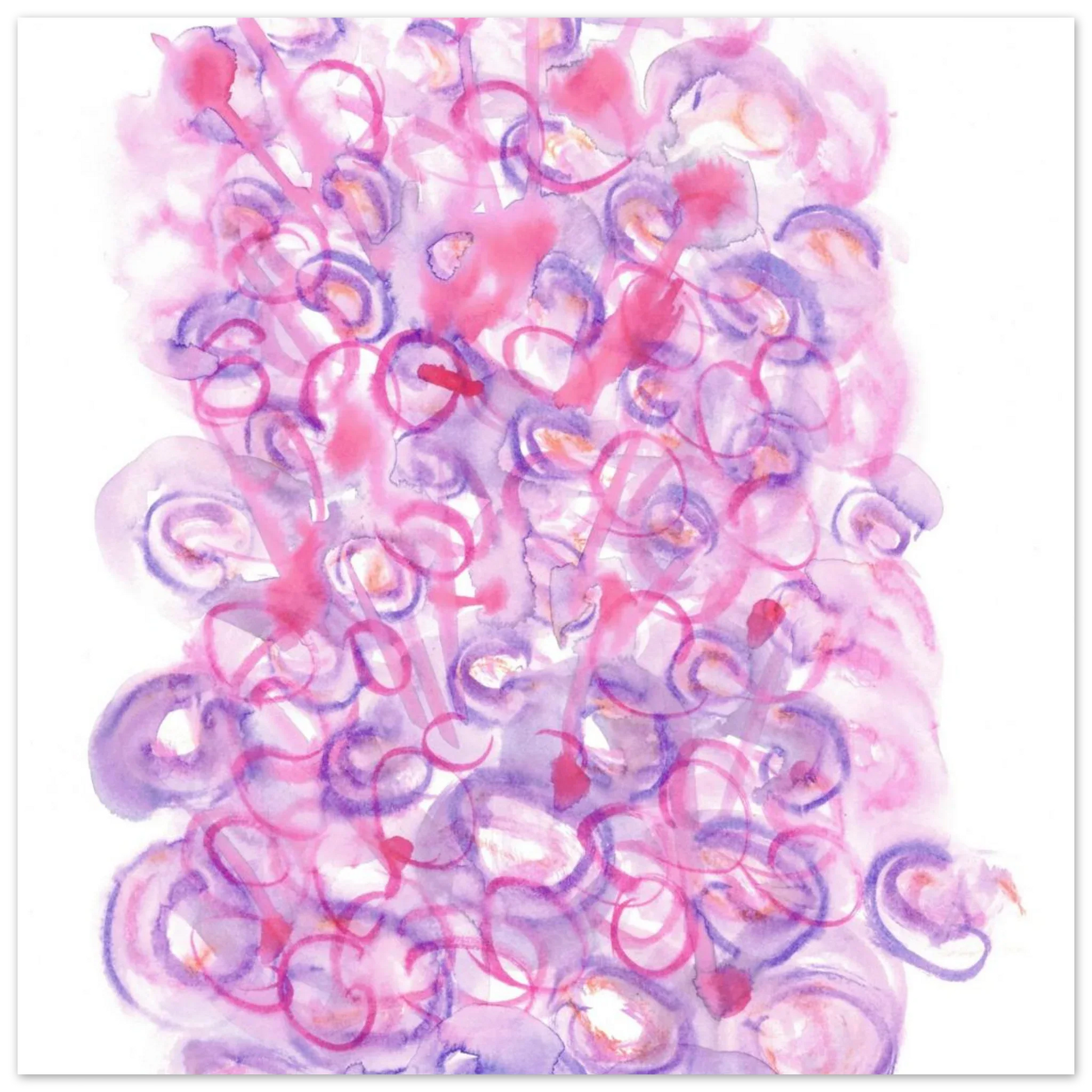 Abstract Swirls Watercolour Poster in Pink & Purple - Premium Matte Paper Art Print RDJ3-1 - Laure Leprince - Artiste Peintre