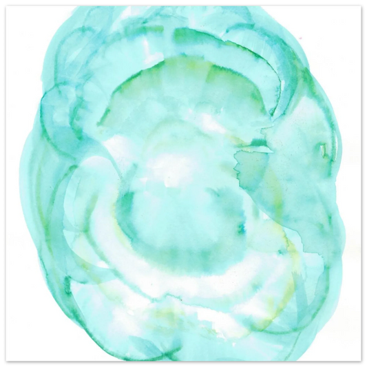 Oceanic Dream Premium Matte Poster - Serene Teal & Green Abstract Watercolor Art - Laure Leprince - Artiste Peintre