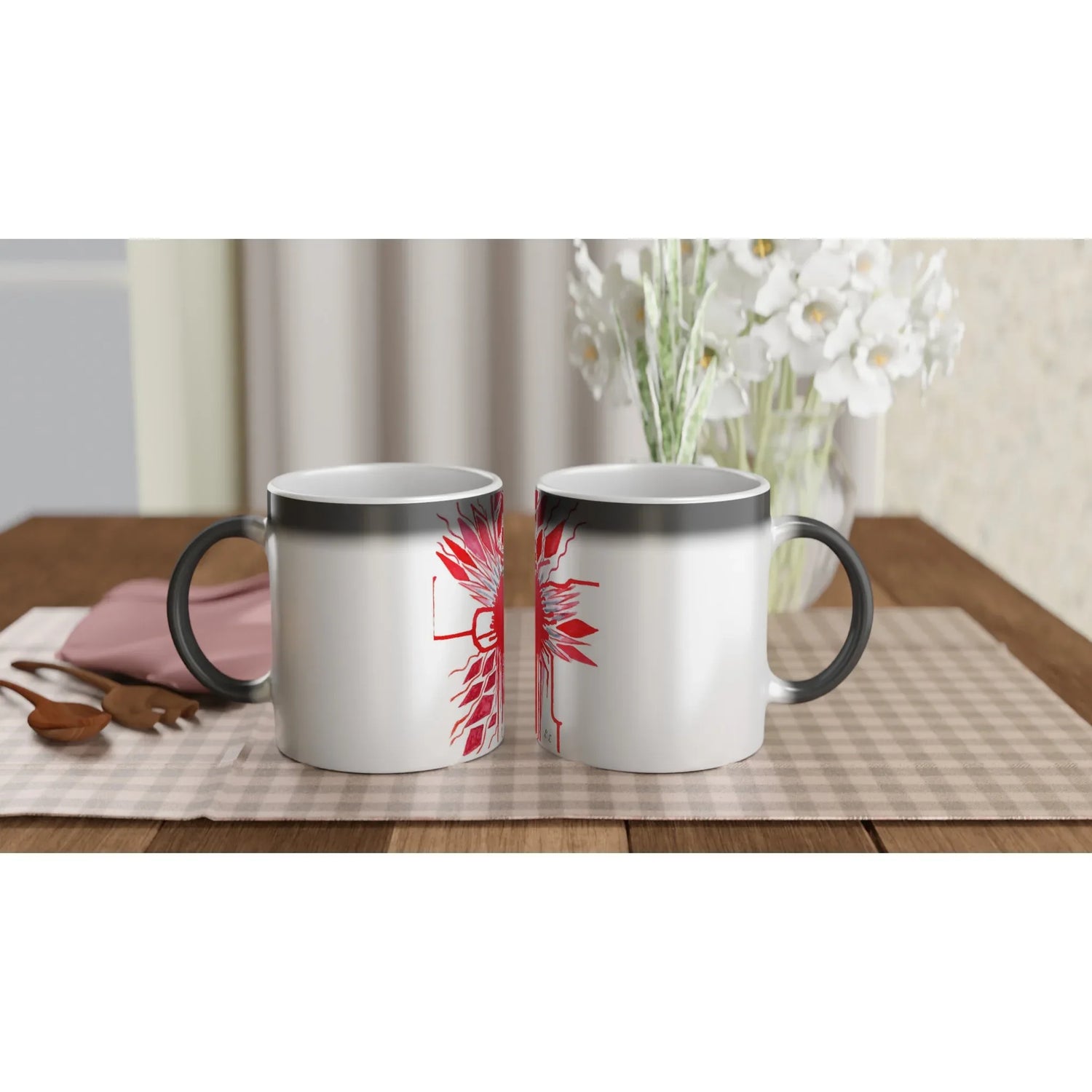 Mug magique en céramique 325 ml Rouge – Révèlez votre motif à la chaleur - Laure Leprince - Artiste Peintre