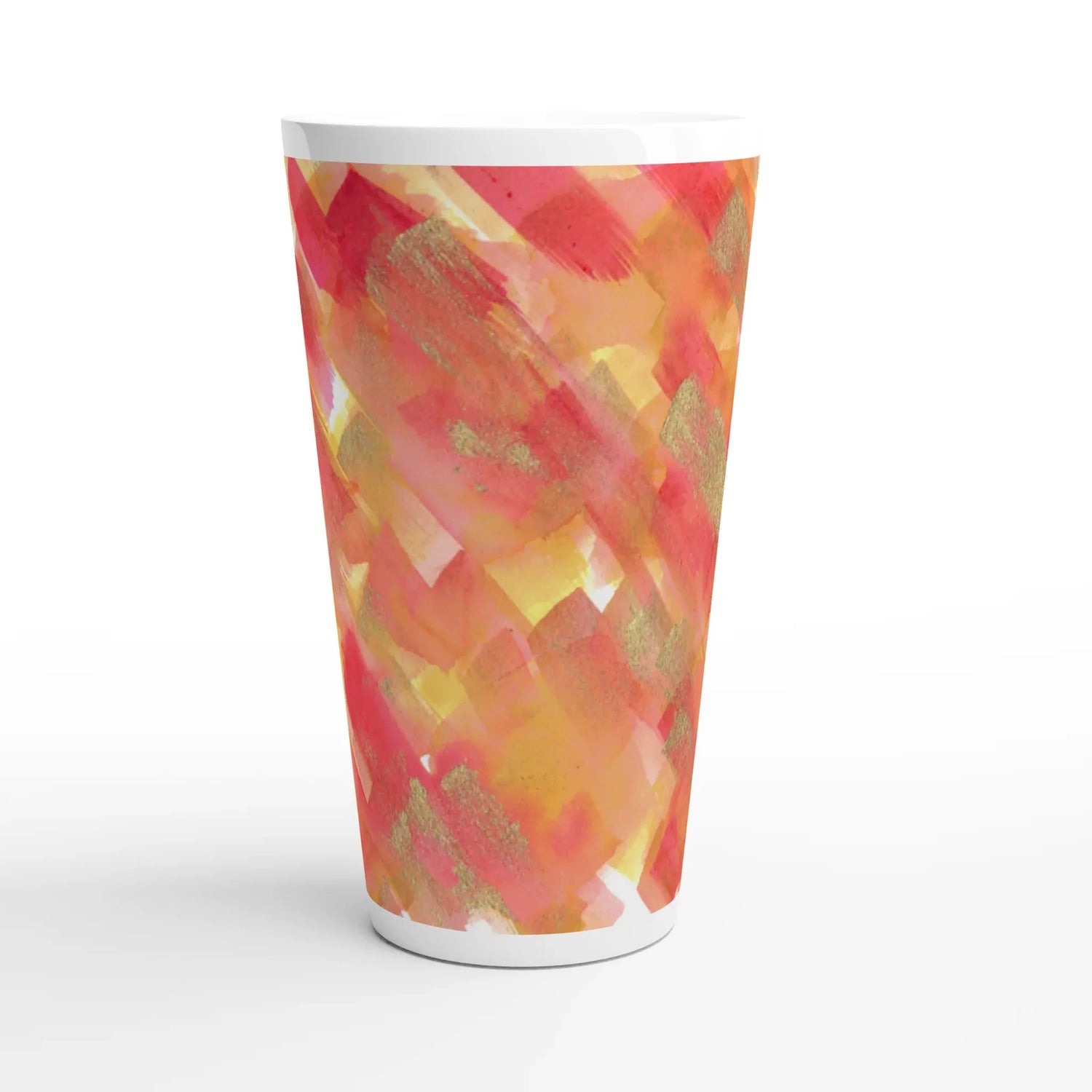 Mug à Latte en Céramique Blanche 500 ml Sunset Ember– Élégant, durable et brillant - Laure Leprince - Artiste Peintre