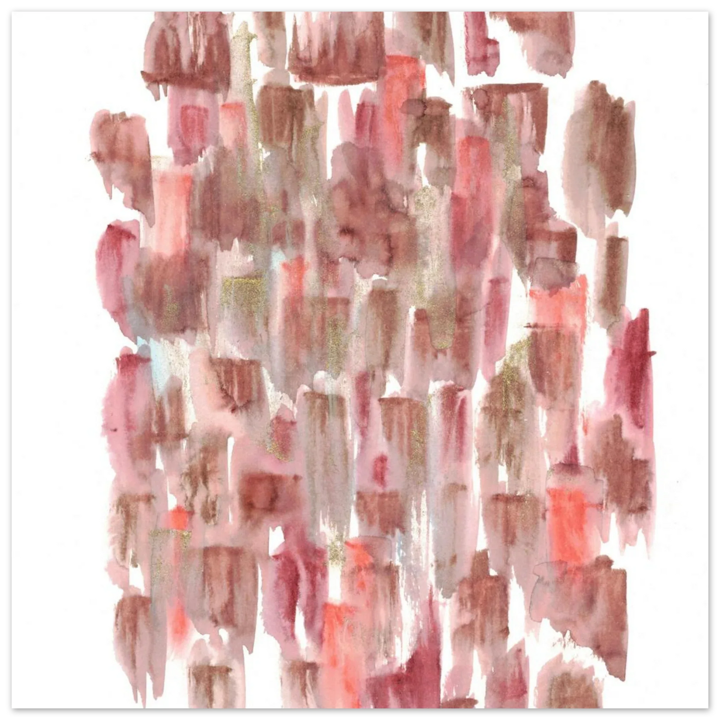 Abstract Watercolor Brushstrokes Matte Poster - Earthy Hues & Gold Flecks - Laure Leprince - Artiste Peintre