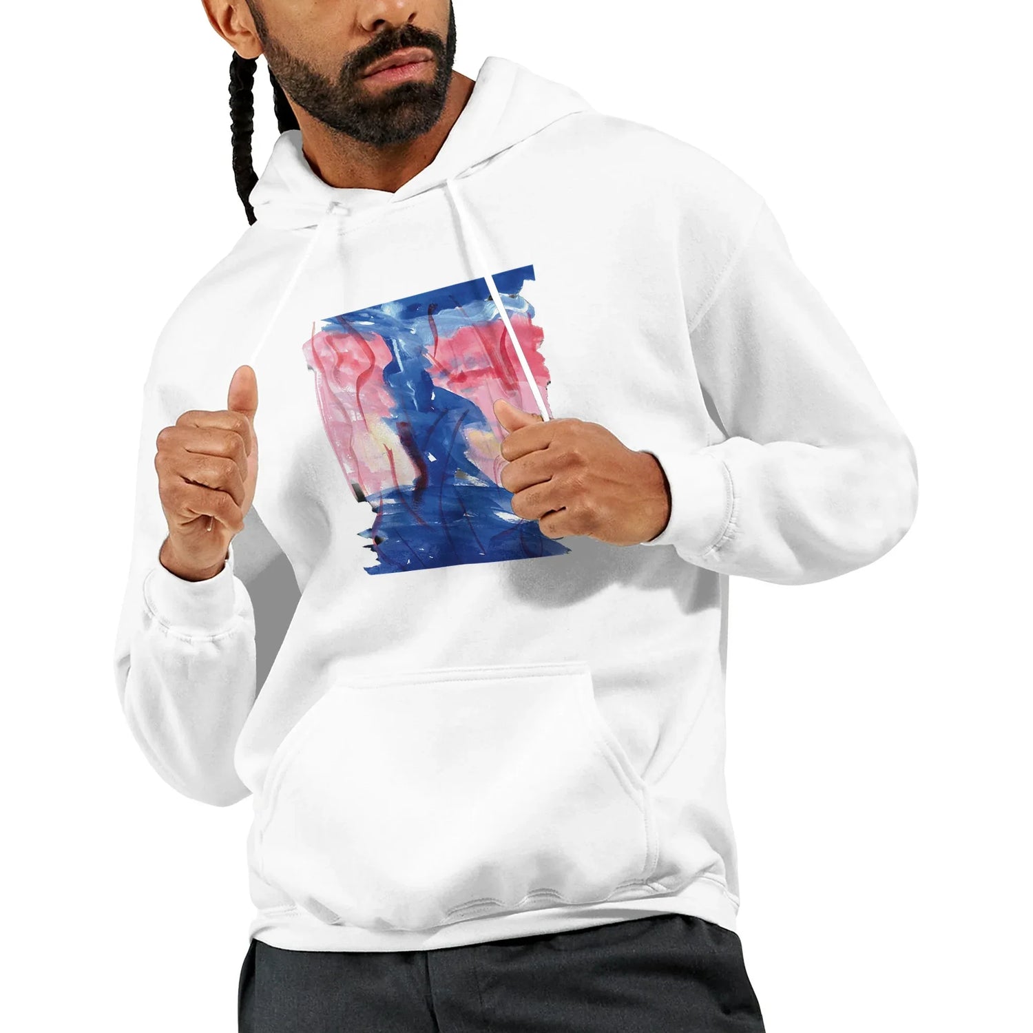 Sweat à capuche unisexe artistique Structure Carmine| Gildan® 18500 White - Laure Leprince - Artiste Peintre