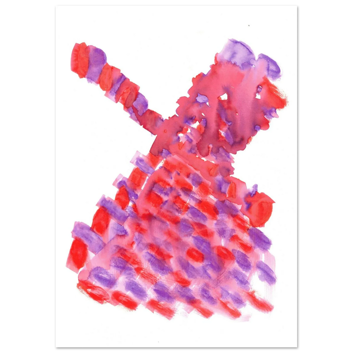 Abstract Watercolor Windmill Premium Matte Poster - Vibrant Red & Purple Art Print for Modern Spaces - Laure Leprince - Artiste Peintre
