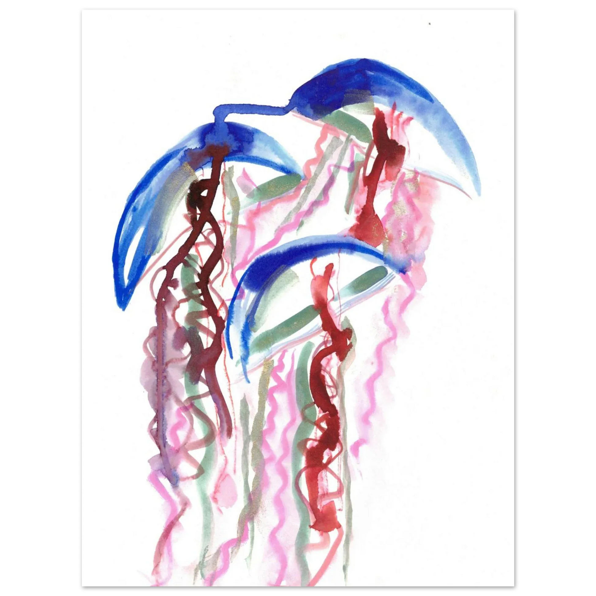 Abstract Jellyfish Dance Premium Matte Paper Poster - Dynamic Watercolor Art - Laure Leprince - Artiste Peintre