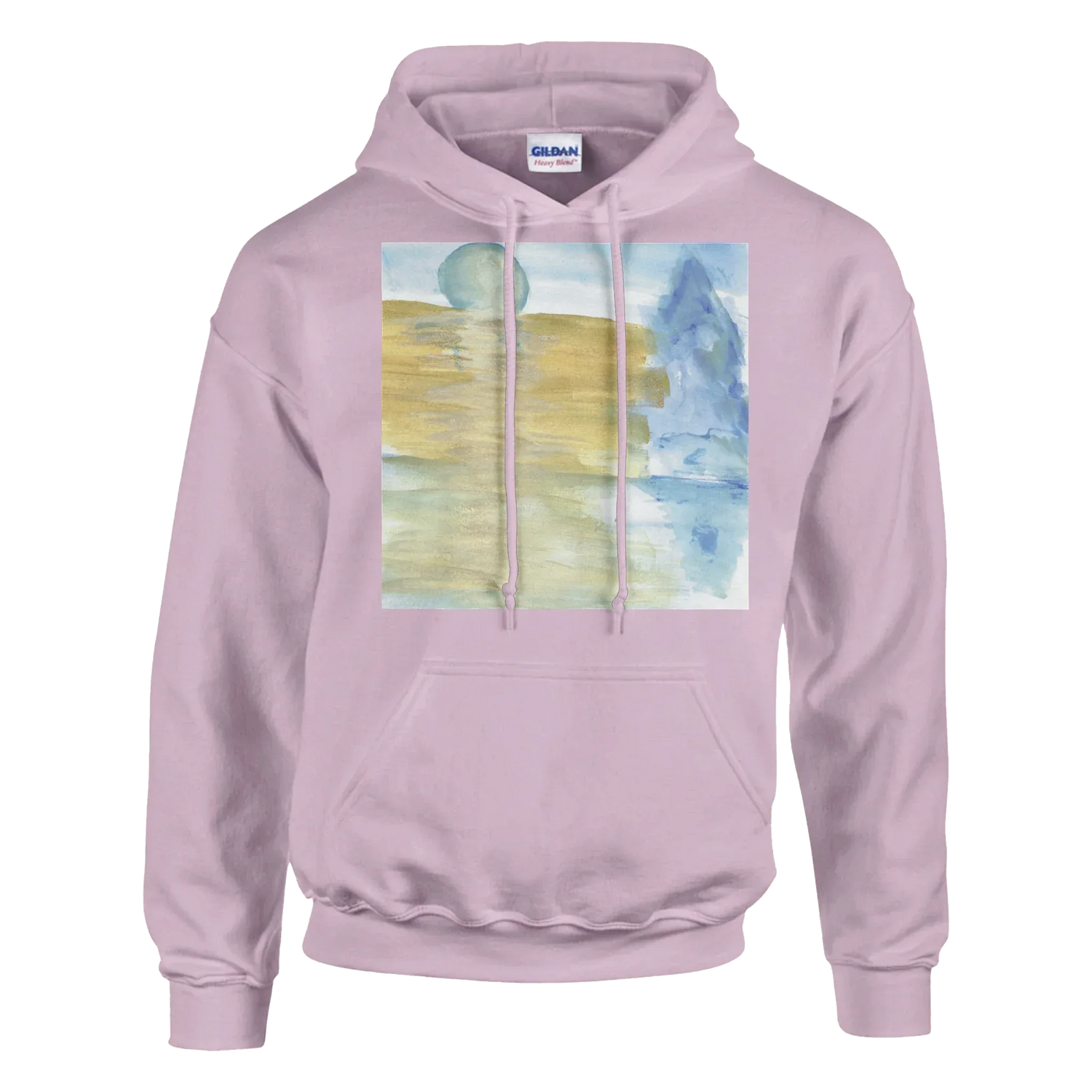 Sweat à capuche unisexe artistique Blue Horizon Gildan® 18500 White - Laure Leprince - Artiste Peintre