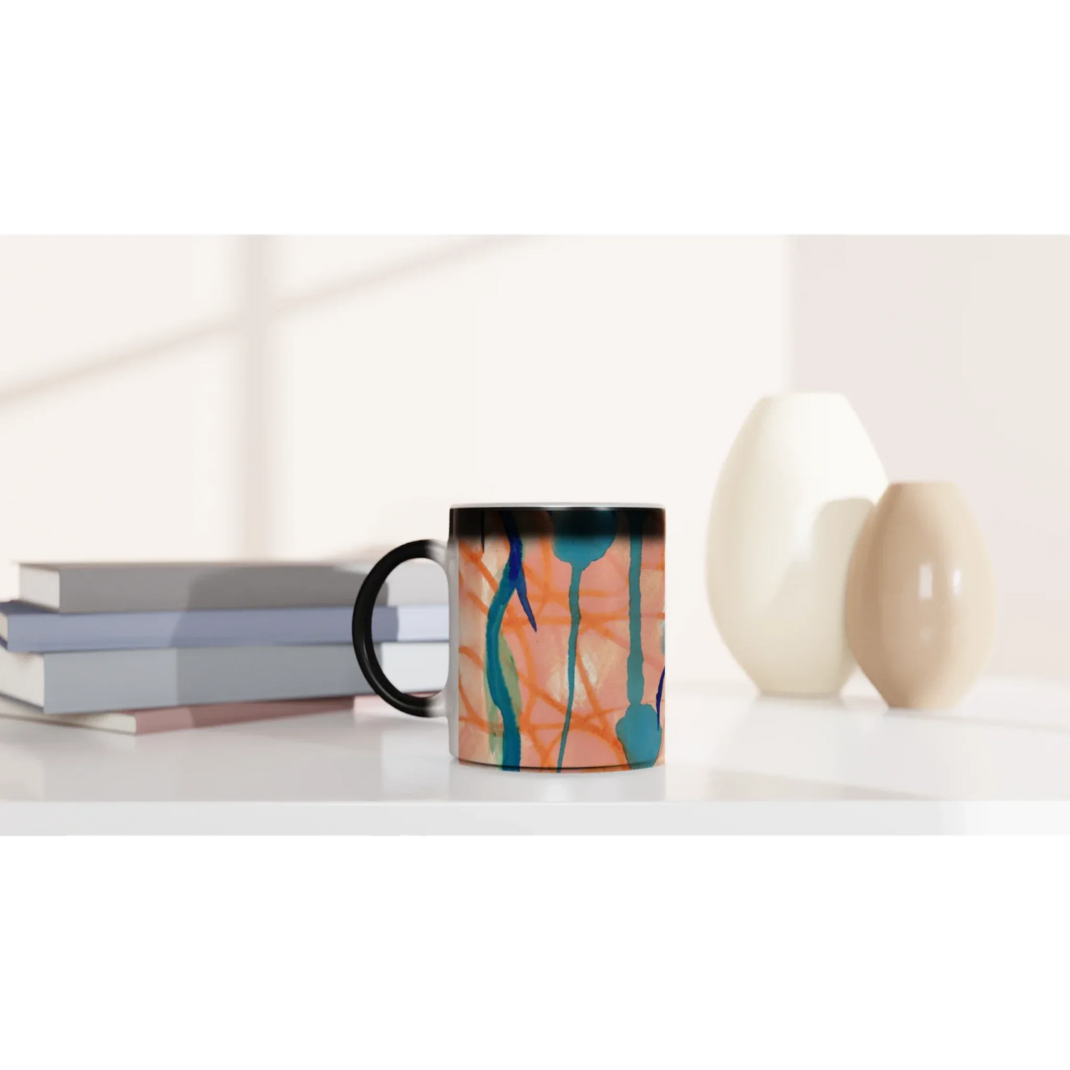 Mug magique en céramique 325 ml – Révèlez votre motif à la chaleur Saphir Ambre - Laure Leprince - Artiste Peintre