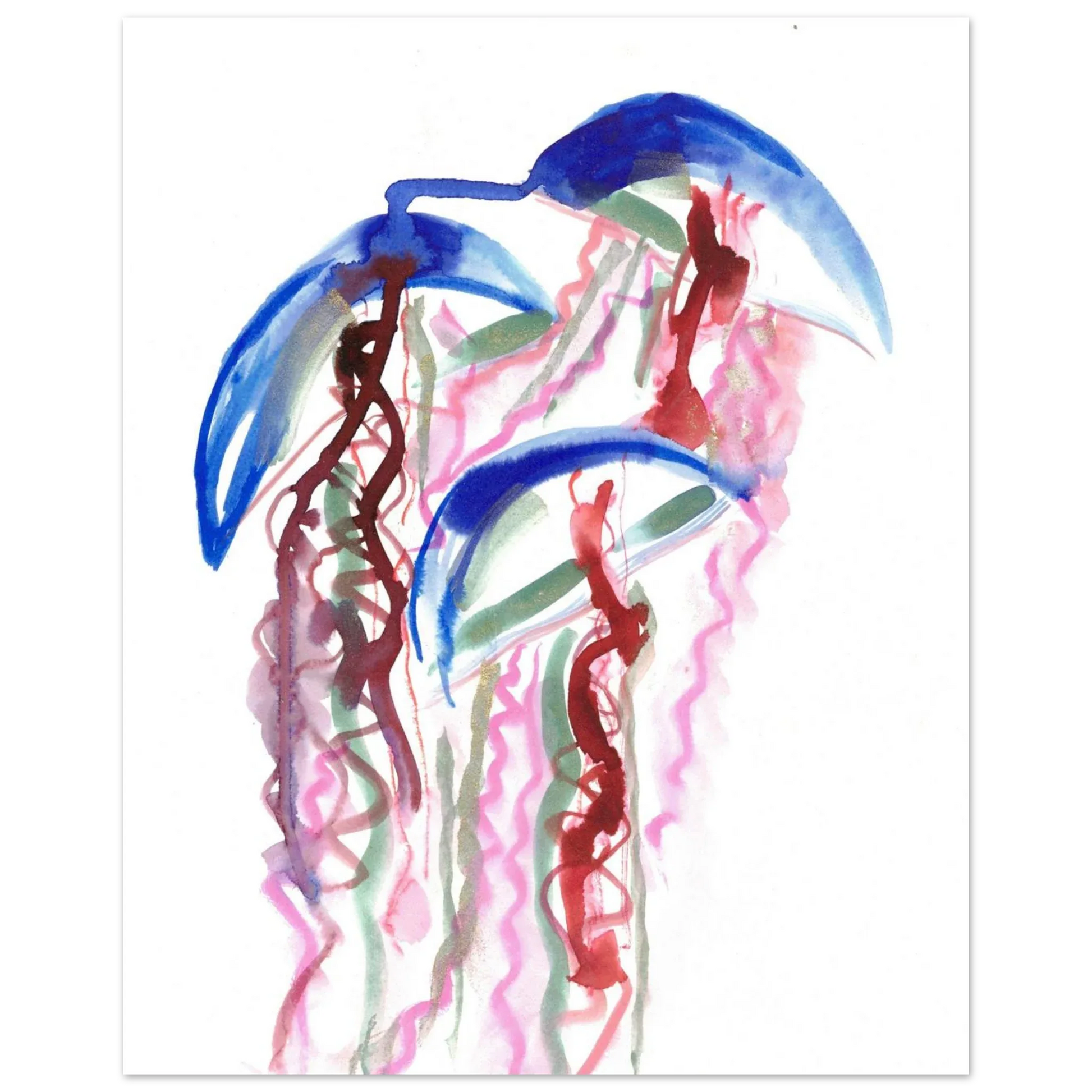 Abstract Jellyfish Dance Premium Matte Paper Poster - Dynamic Watercolor Art - Laure Leprince - Artiste Peintre