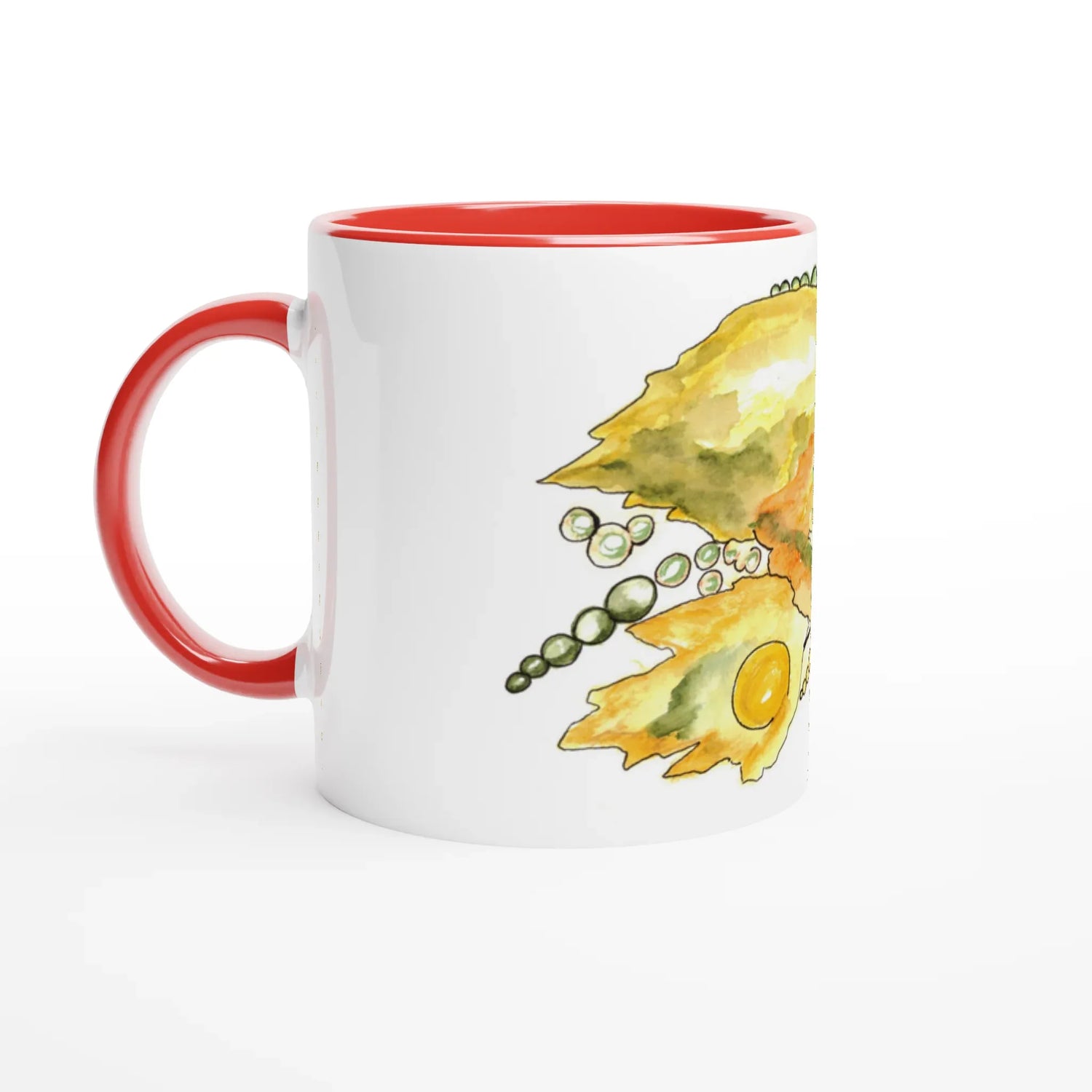 Mug en céramique 325 ml à bord colore Feuillaison – Élégant et éclatant - Laure Leprince - Artiste Peintre