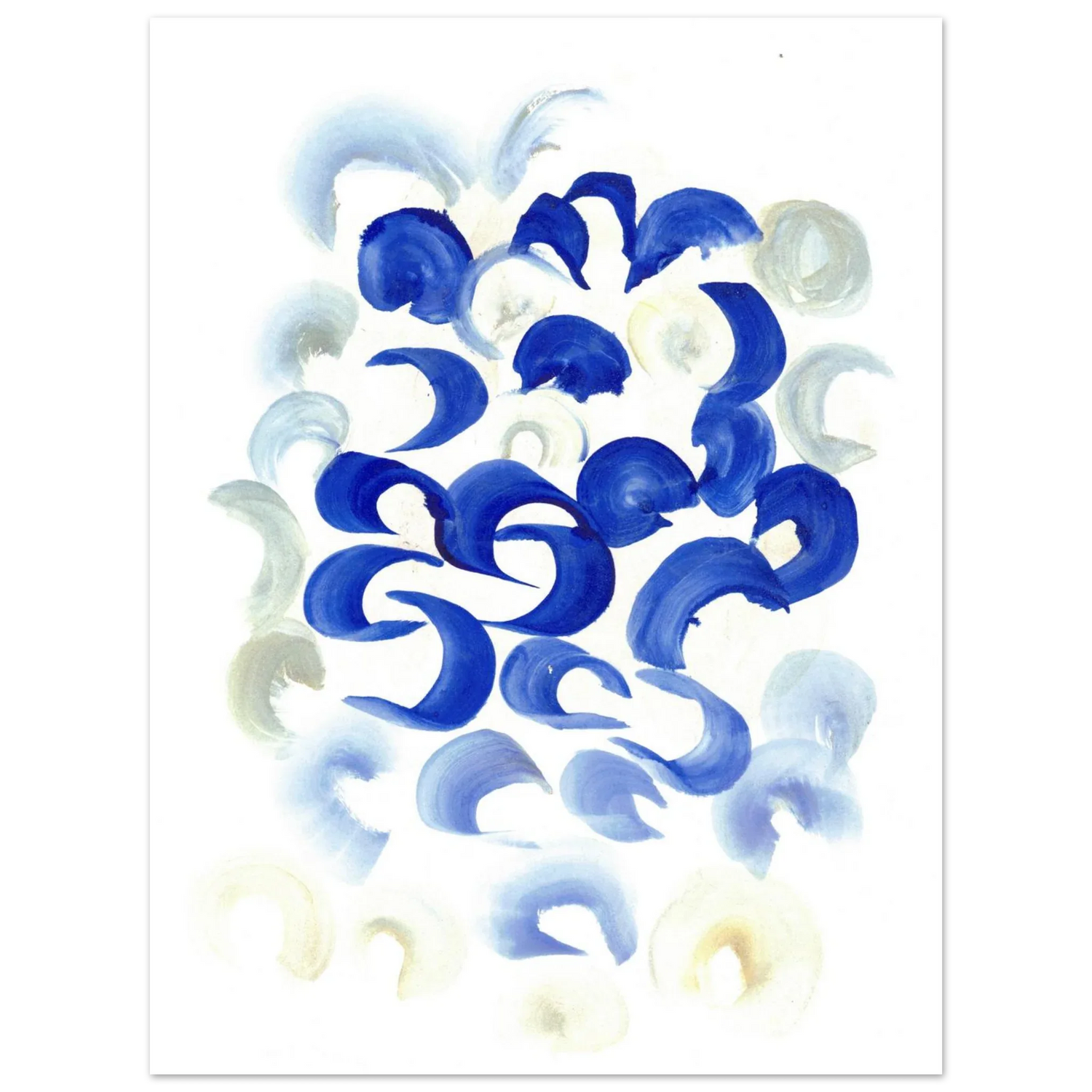 Abstract Swirls in Serene Blue & Beige Premium Matte Paper Poster - Laure Leprince - Artiste Peintre
