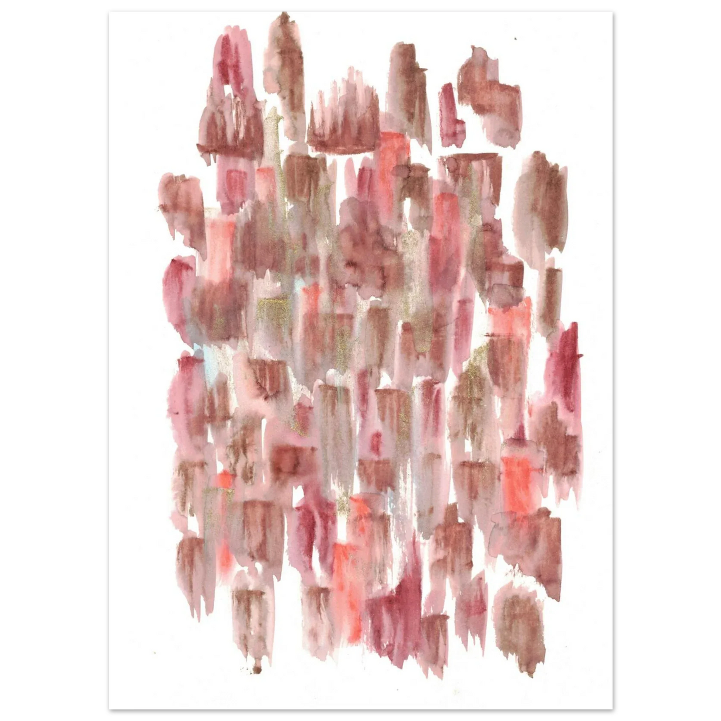 Abstract Watercolor Brushstrokes Matte Poster - Earthy Hues & Gold Flecks - Laure Leprince - Artiste Peintre